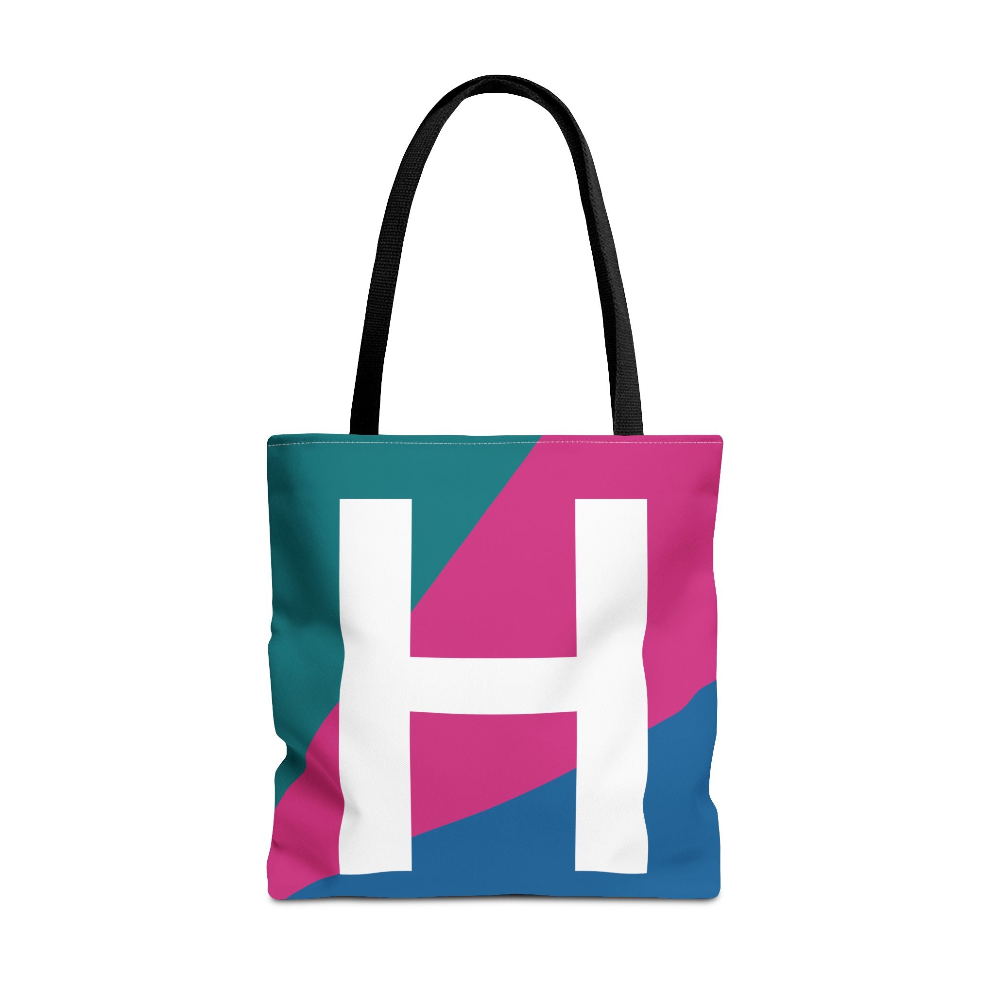 Monogram 'H' Colorblock Tote Bag — Personalized Initial H Shoulder Tote
