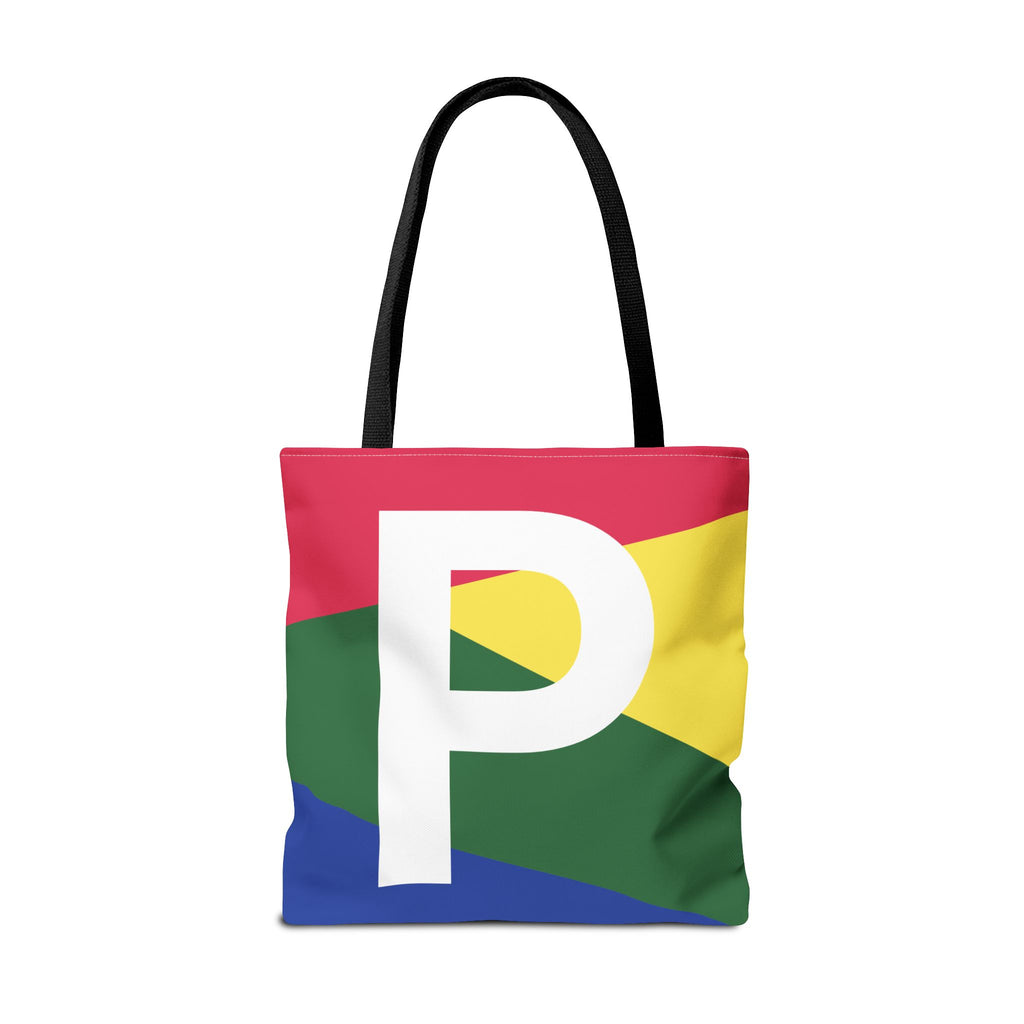 Monogram 'P' Colorblock Tote Bag — Personalized Initial P Shoulder Tote