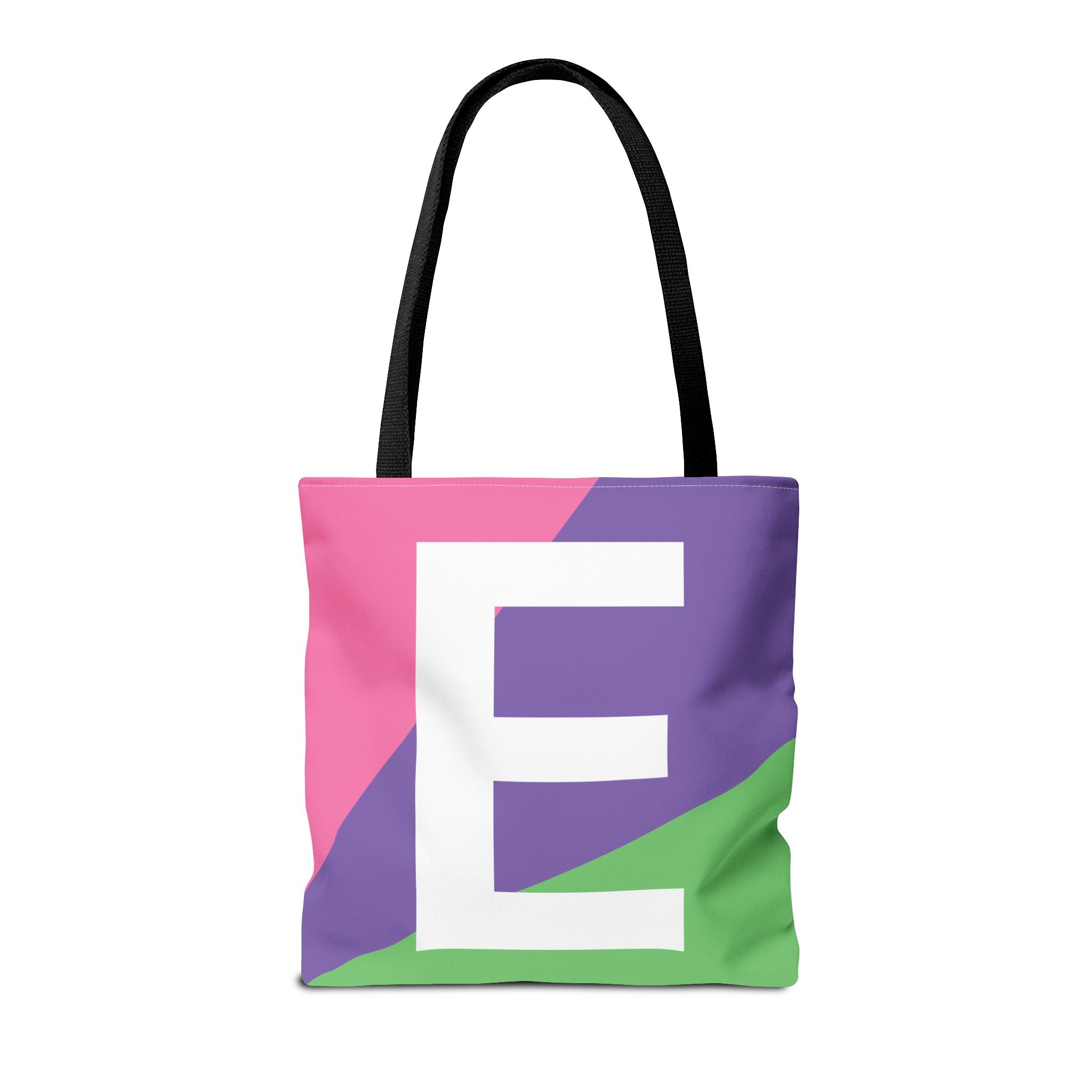 Monogram 'E' Colorblock Tote Bag — Personalized Initial E Shoulder Tote