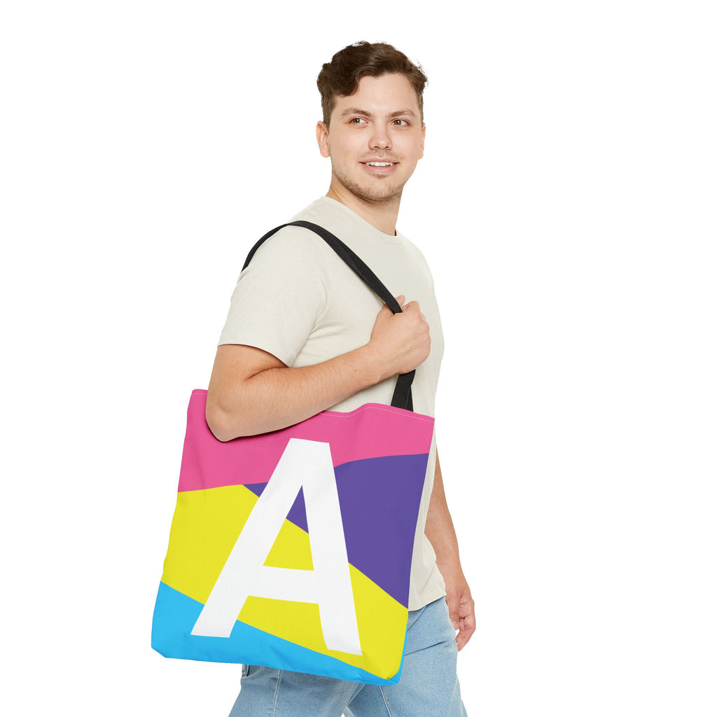 Monogram 'A' Colorblock Tote Bag — Personalized Initial A Shoulder Tote