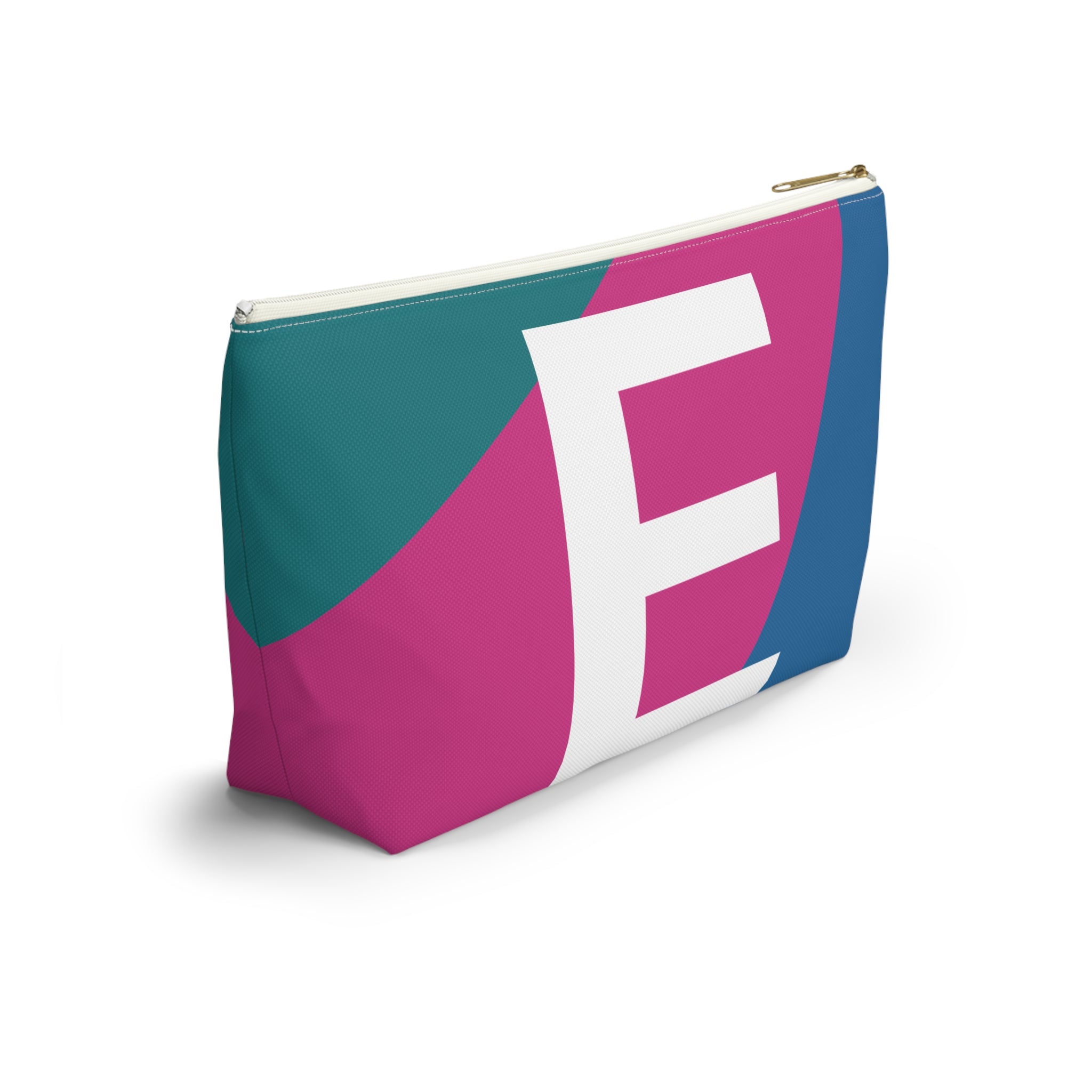 Initials Colorblock Accessory Pouch — Monogram E T-Bottom Cosmetic Bag