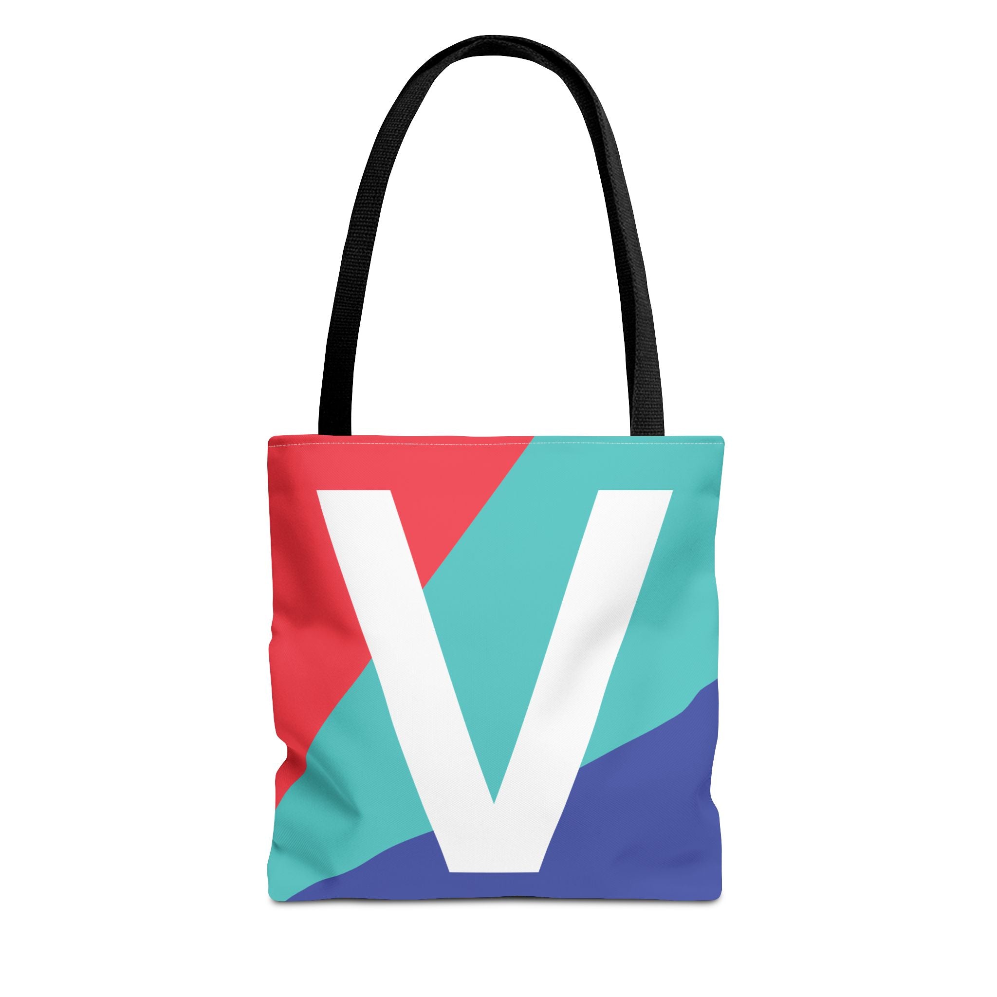 Monogram 'V' Colorblock Tote Bag — Personalized Initial V Shoulder Tote