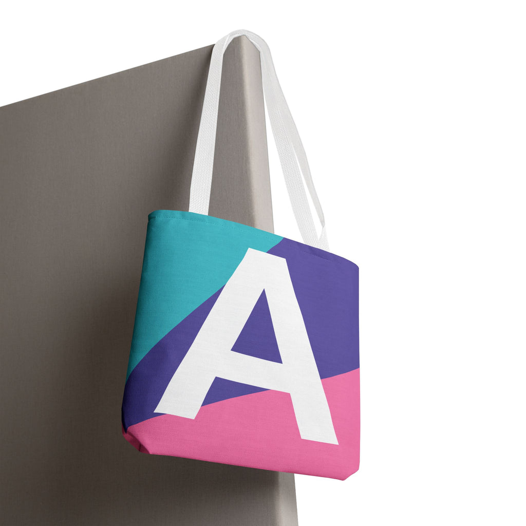 Monogram 'A' Colorblock Tote Bag — Personalized Initial A Shoulder Tote