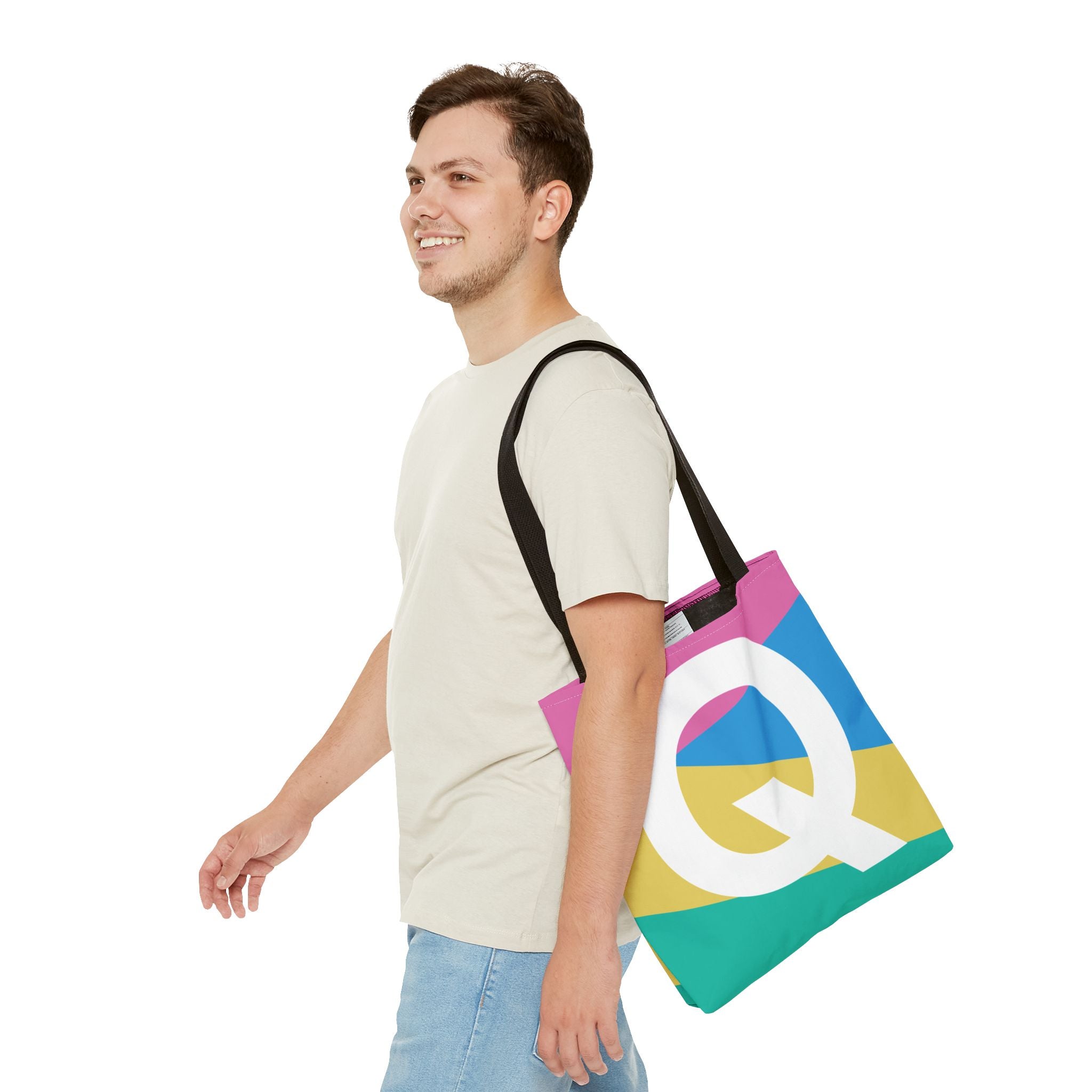 Monogram 'Q' Colorblock Tote Bag — Personalized Initial Q Shoulder Tote
