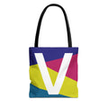 Monogram 'V' Colorblock Tote Bag — Personalized Initial V Shoulder Tote