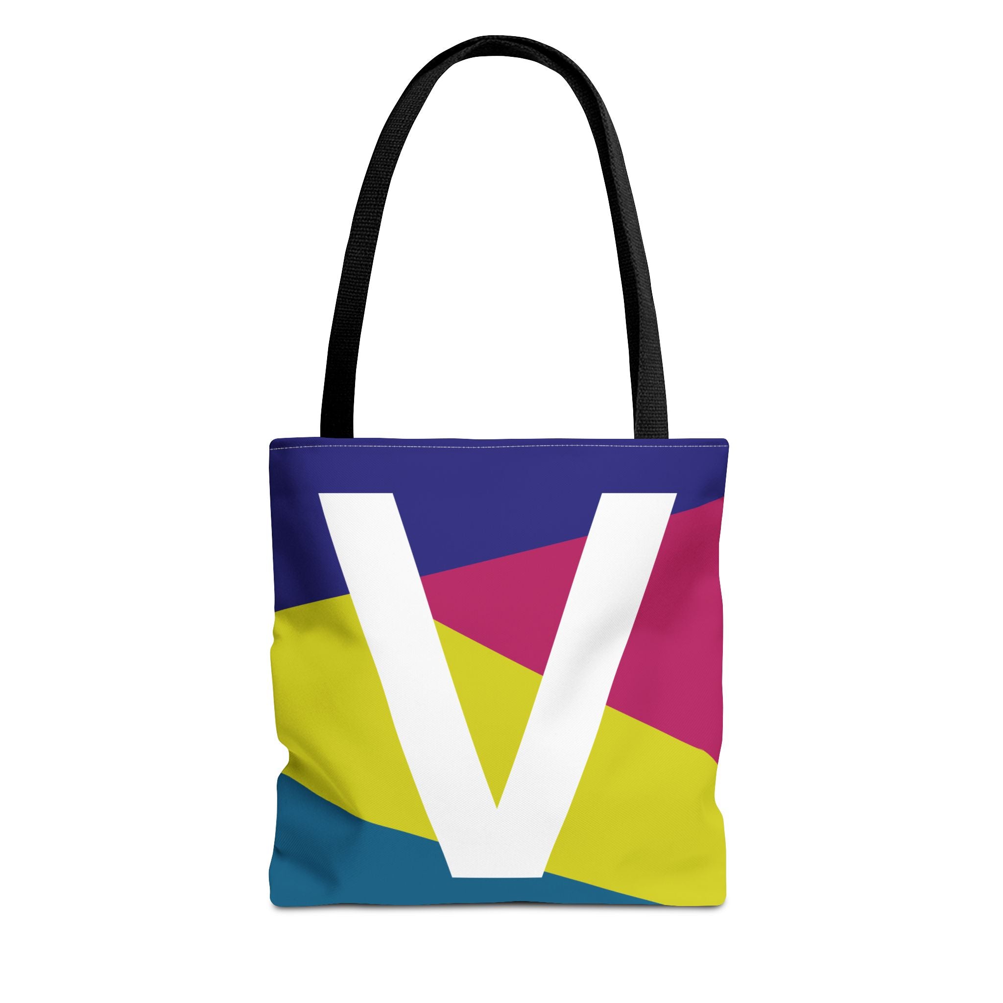 Monogram 'V' Colorblock Tote Bag — Personalized Initial V Shoulder Tote