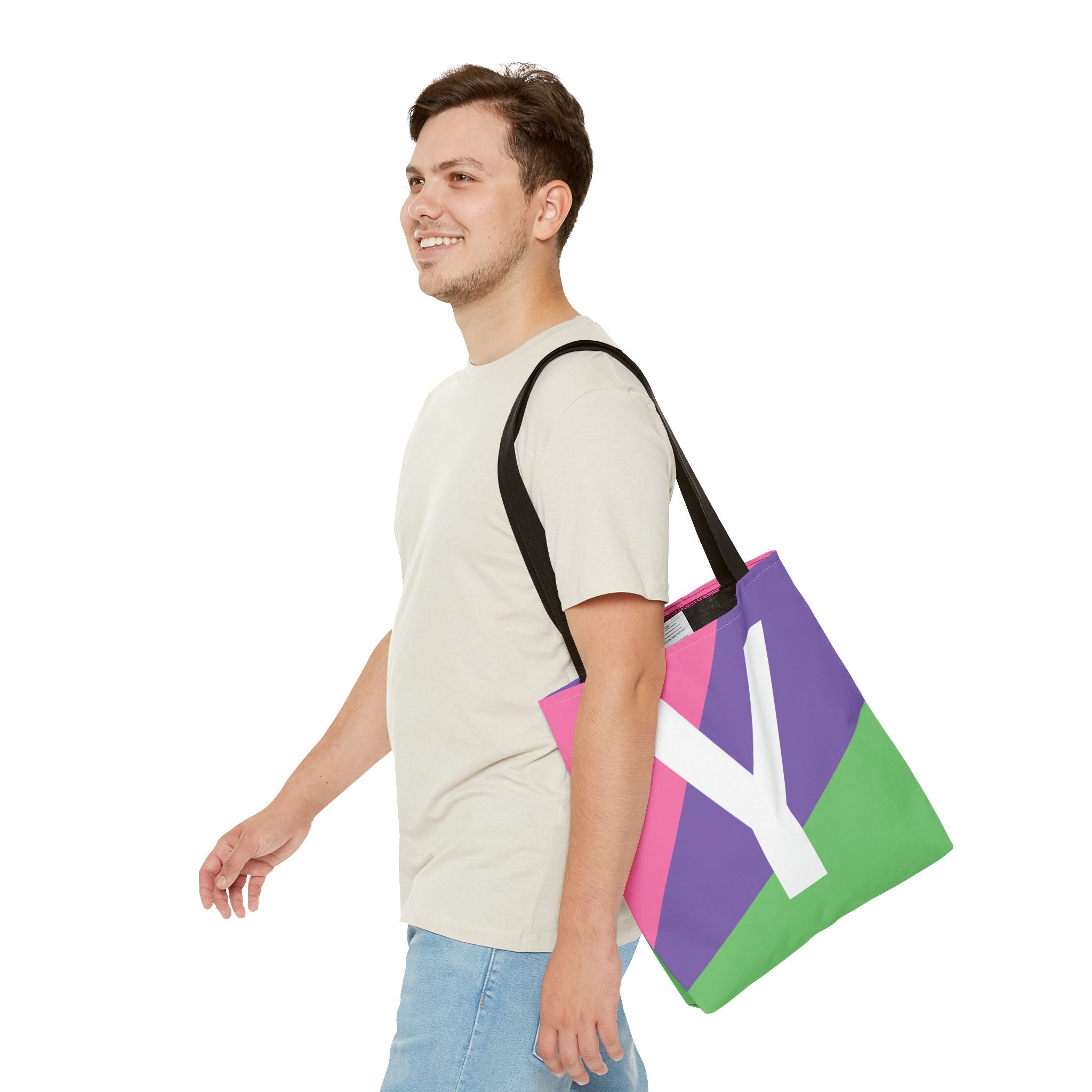 Monogram 'Y' Colorblock Tote Bag — Personalized Initial Y Shoulder Tote