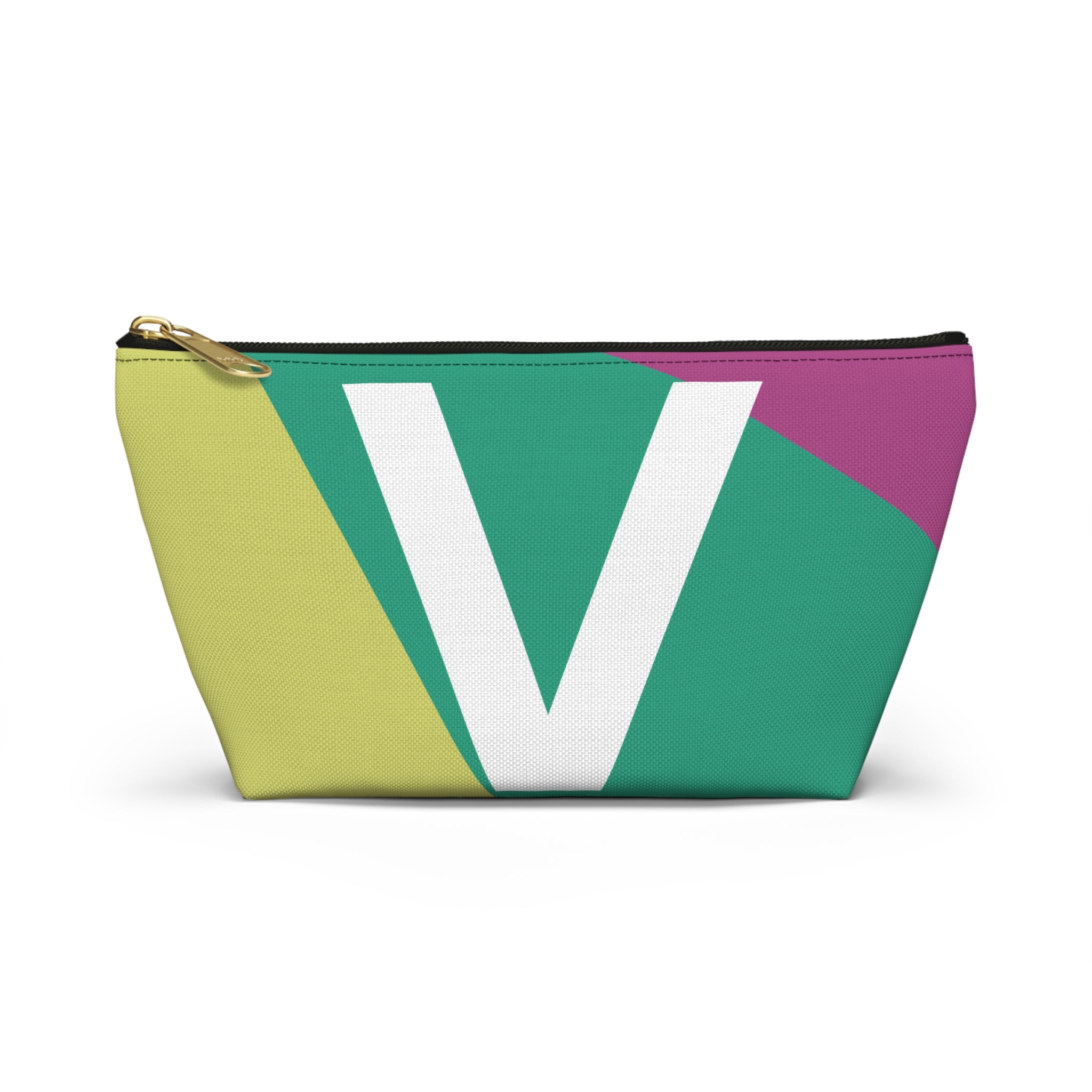 Initials Colorblock Accessory Pouch — Monogram V T-Bottom Cosmetic Bag