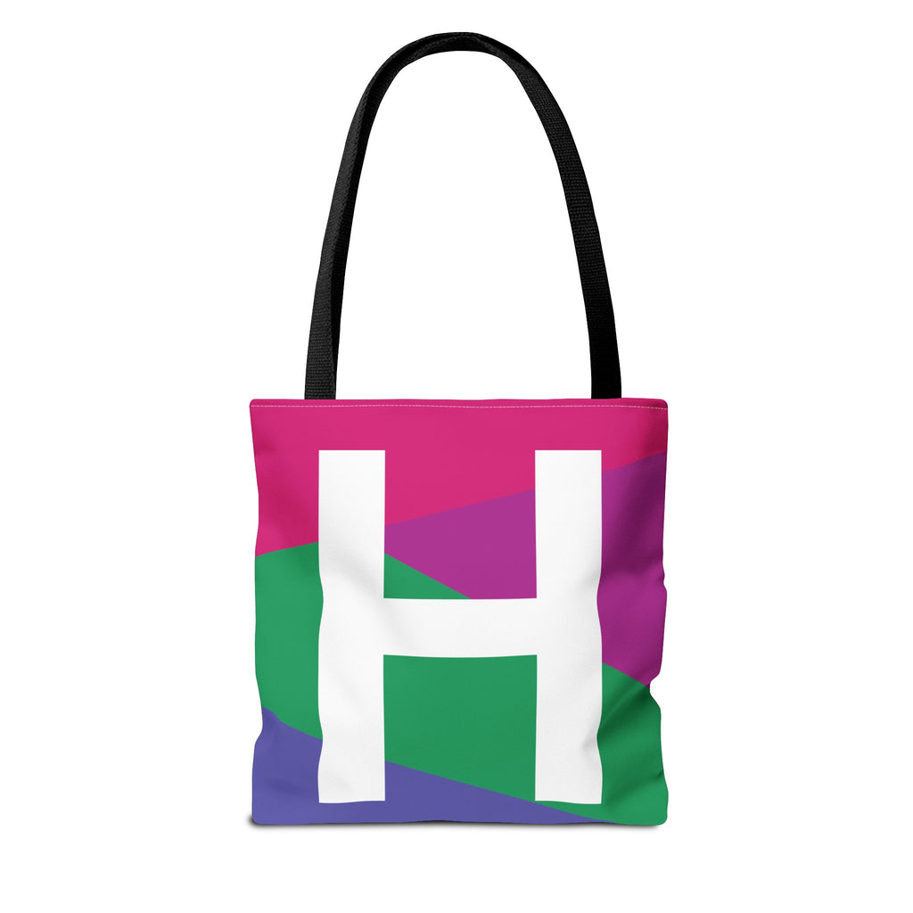 Monogram 'H' Colorblock Tote Bag — Personalized Initial H Shoulder Tote