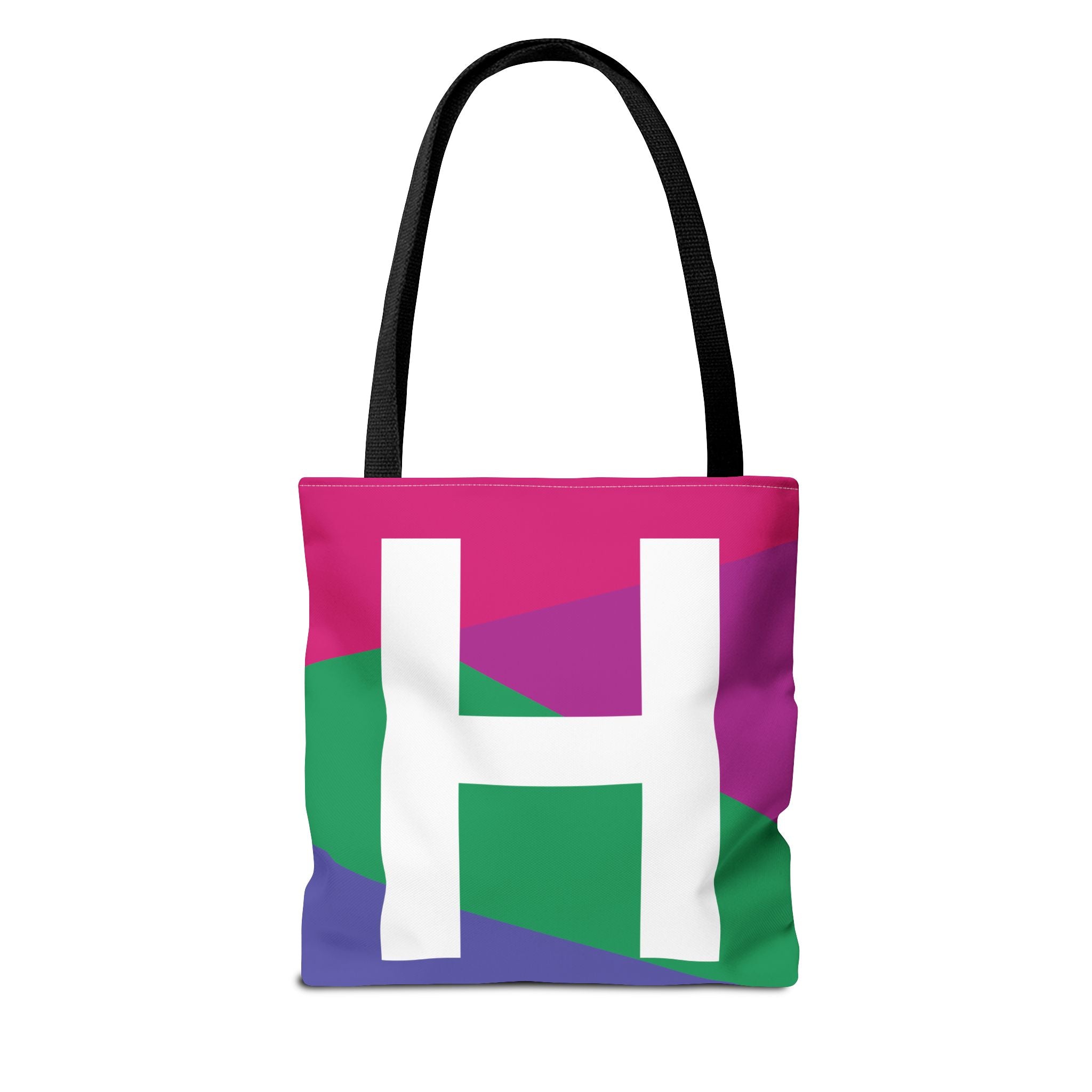 Monogram 'H' Colorblock Tote Bag — Personalized Initial H Shoulder Tote