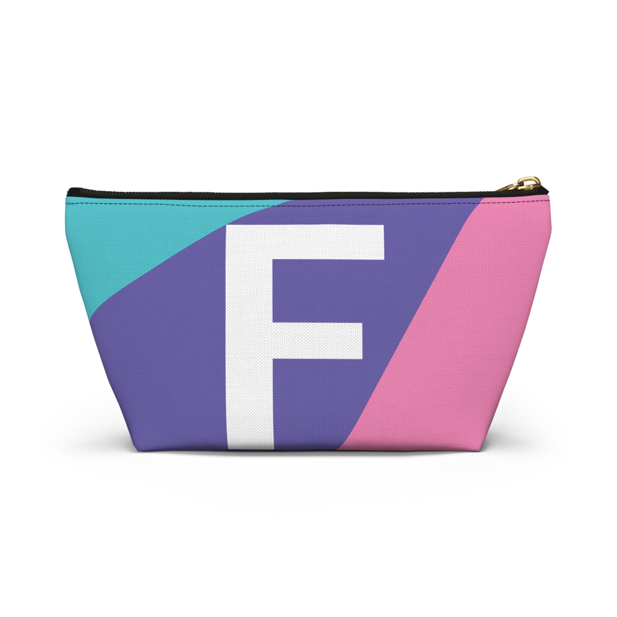 Initials Colorblock Accessory Pouch — Monogram F T-Bottom Cosmetic Bag