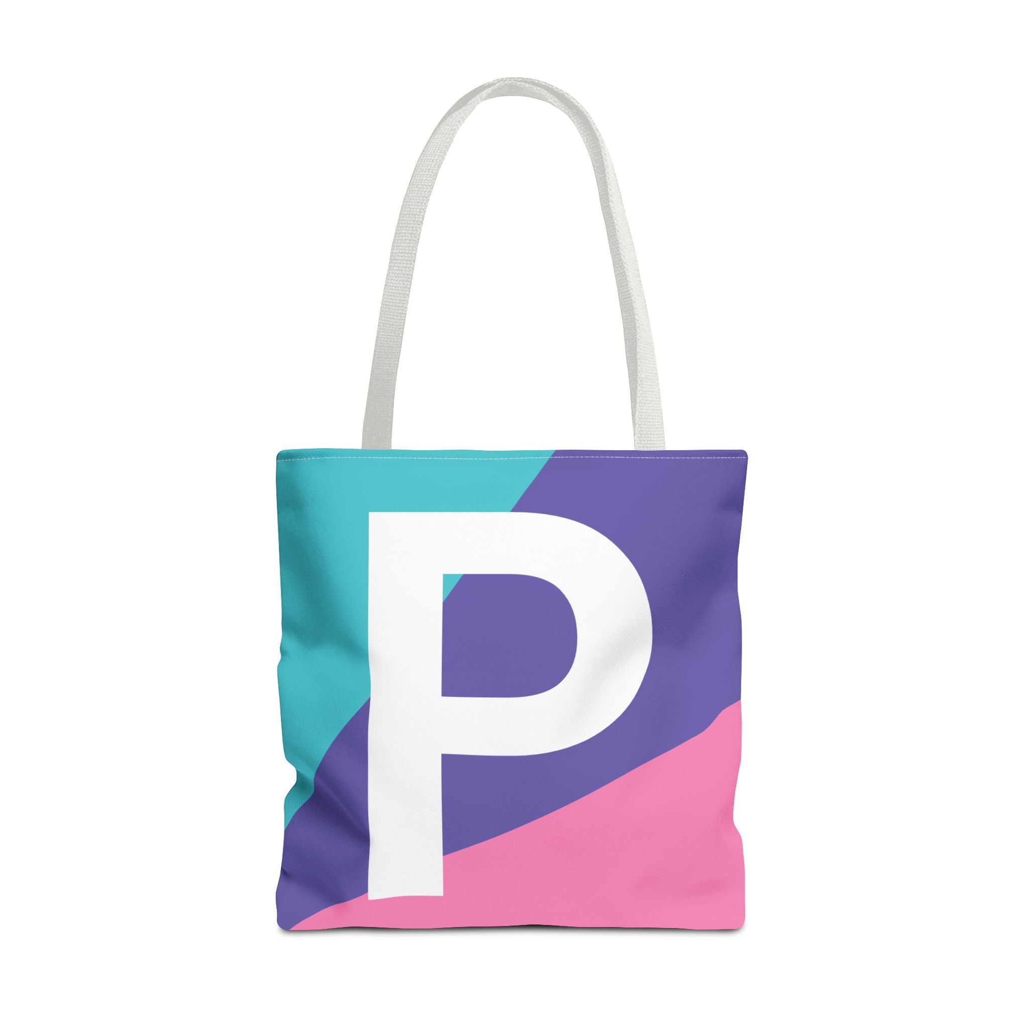 Monogram 'P' Colorblock Tote Bag — Personalized Initial P Shoulder Tote
