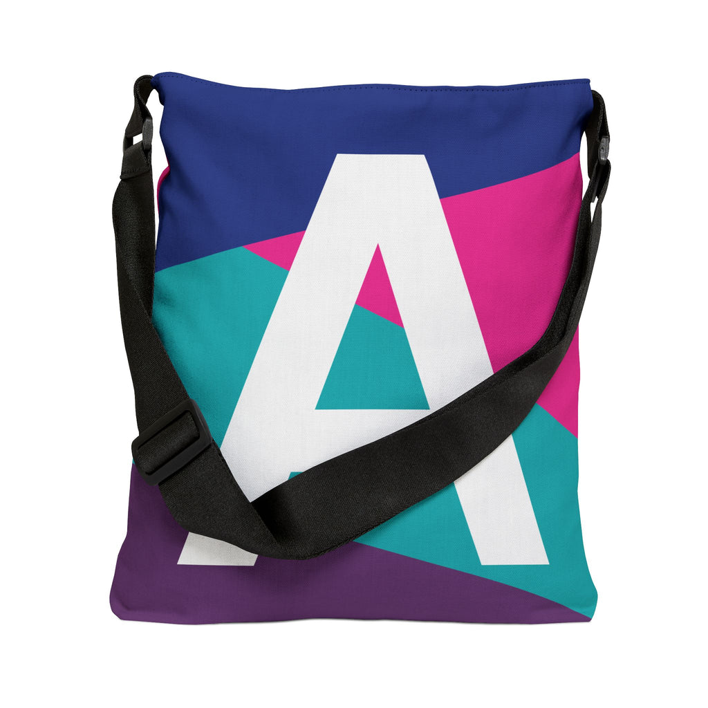 Initial Letter 'A' Colorblock Adjustable Tote Bag — Monogram Alphabet Shoulder Bag