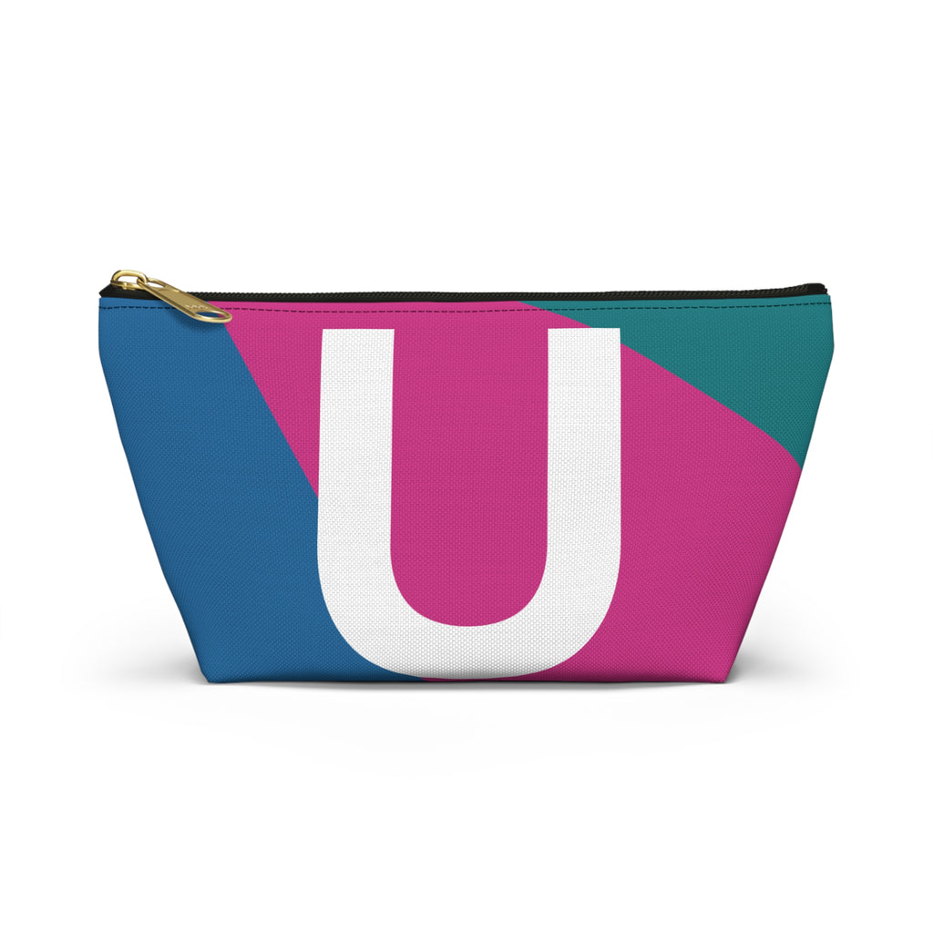 Initials Colorblock Accessory Pouch — Monogram U T-Bottom Cosmetic Bag
