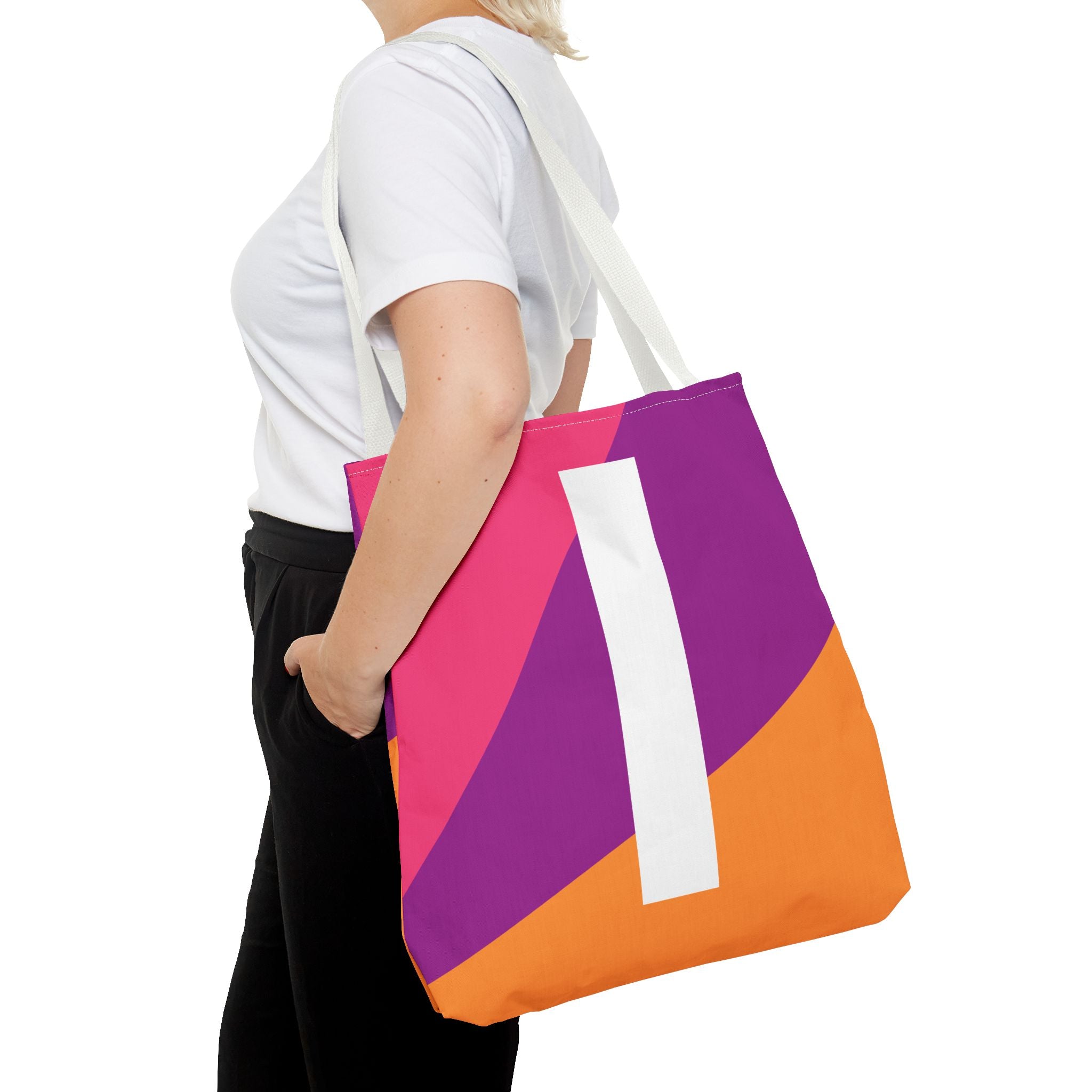 Monogram 'I' Colorblock Tote Bag — Personalized Initial I Shoulder Tote
