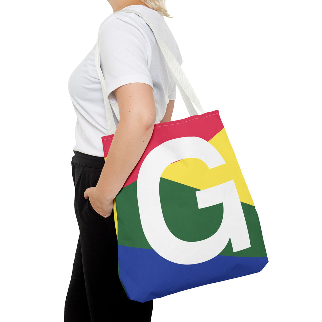 Monogram 'G' Colorblock Tote Bag — Personalized Initial G Shoulder Tote