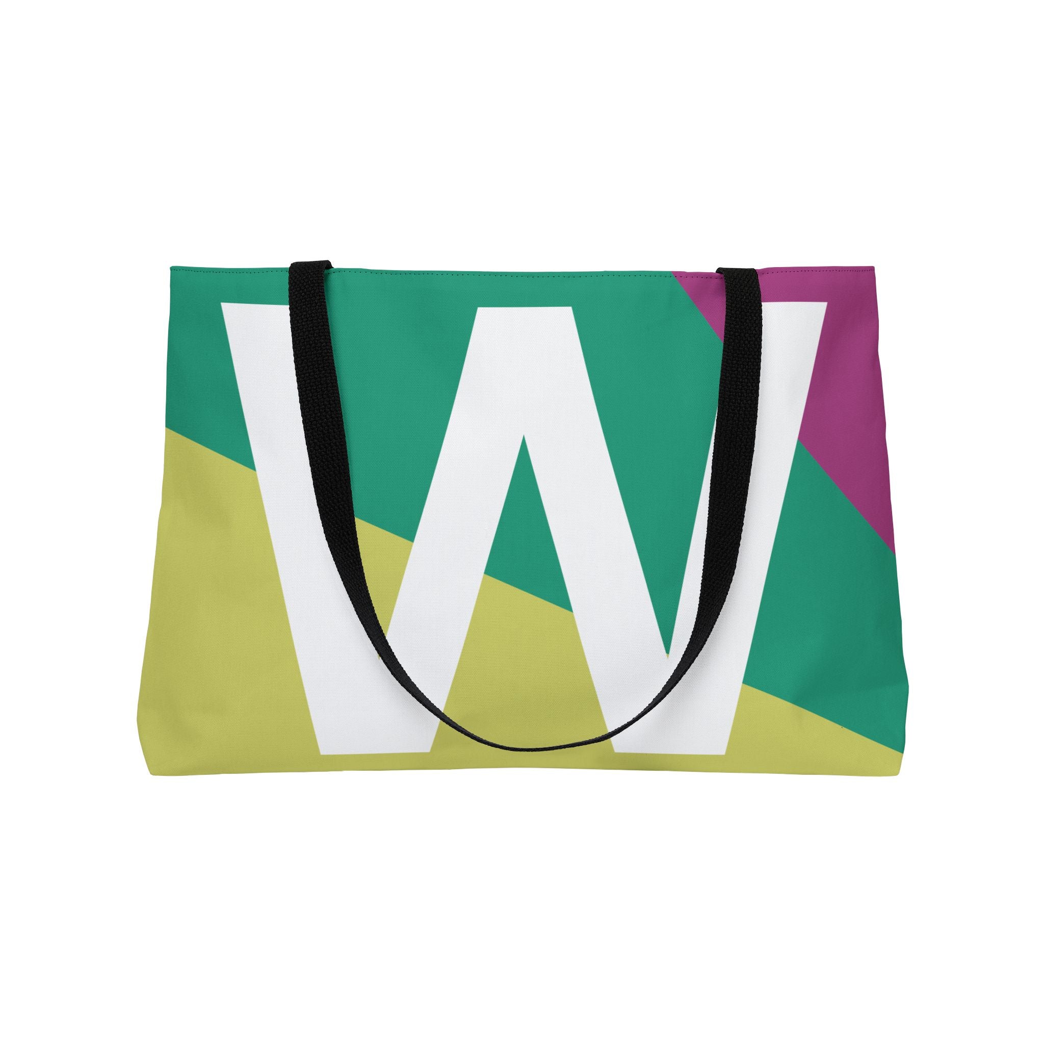 Personalized 'W' Colorblock Tote Bag — Monogram Weekender Tote