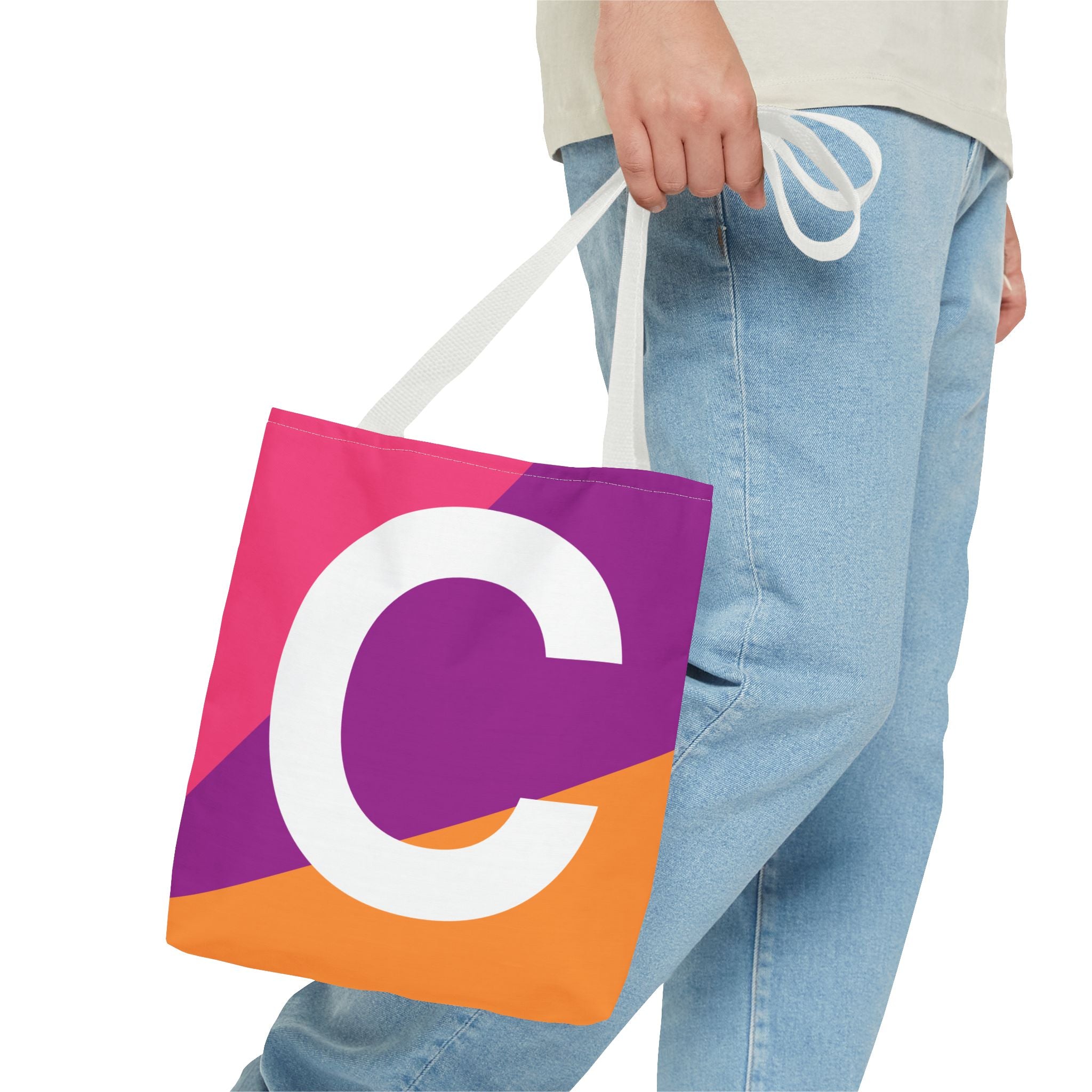 Monogram 'C' Colorblock Tote Bag — Personalized Initial C Shoulder Tote