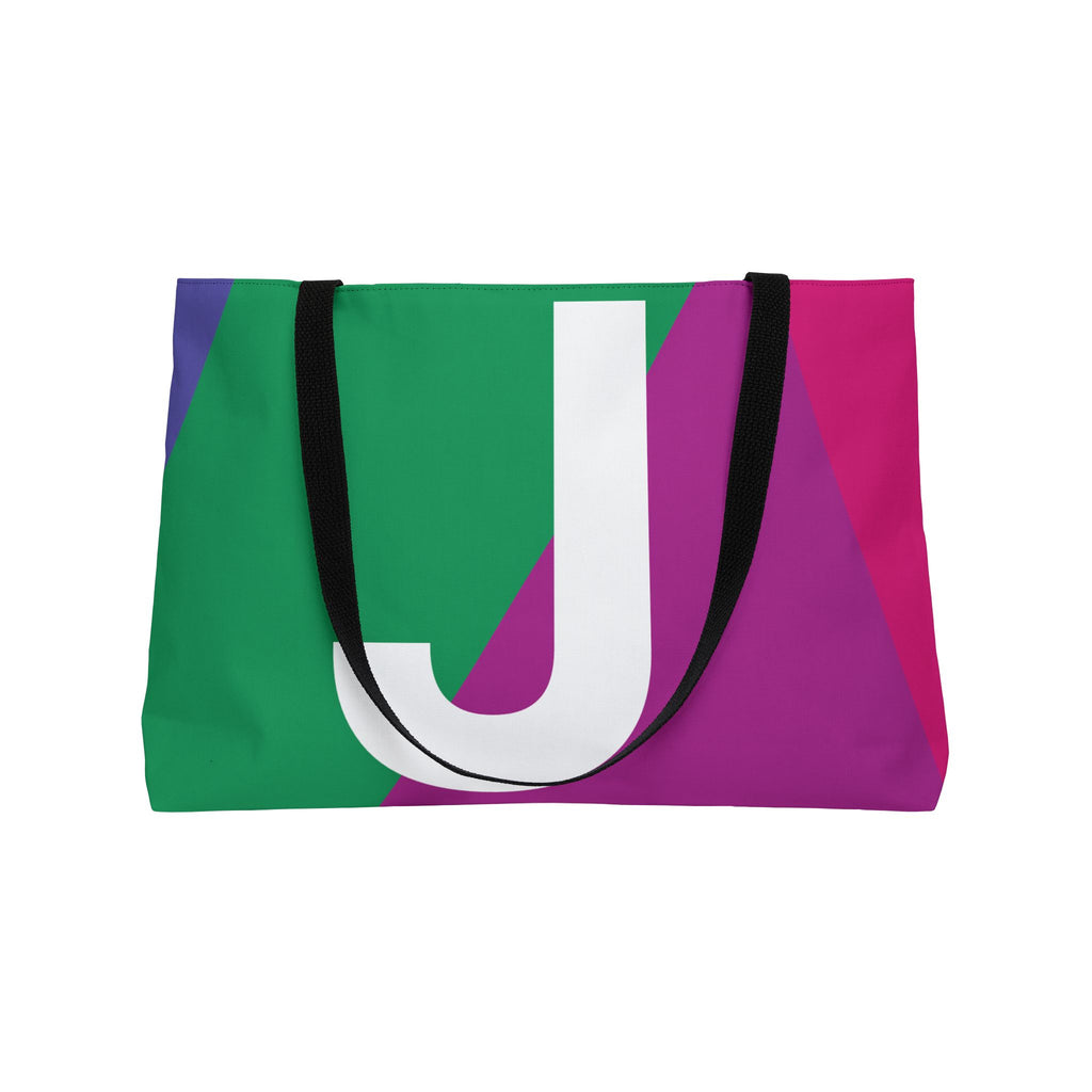 Personalized 'J' Colorblock Tote Bag — Monogram Weekender Tote