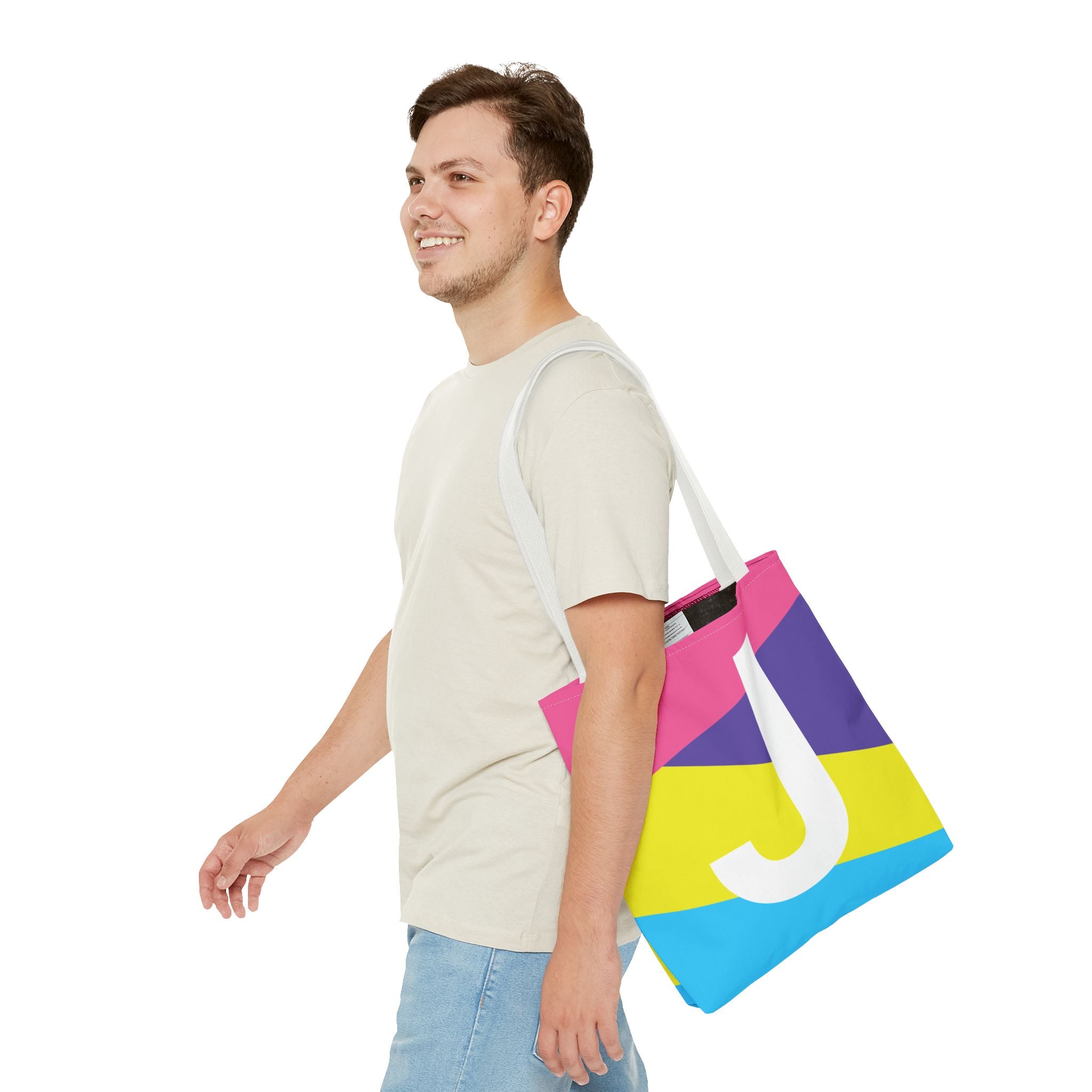 Monogram 'J' Colorblock Tote Bag — Personalized Initial J Shoulder Tote