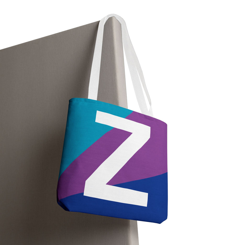 Monogram 'Z' Colorblock Tote Bag — Personalized Initial Z Shoulder Tote