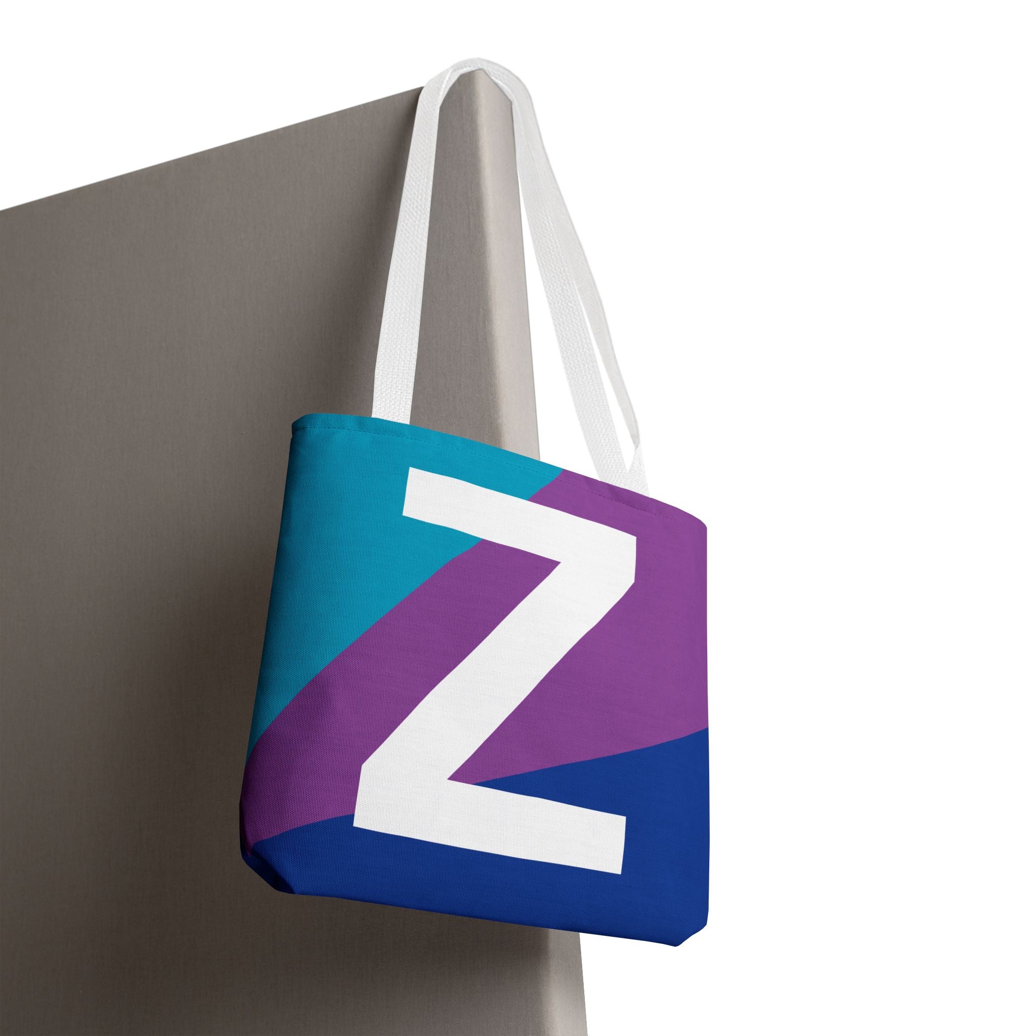 Monogram 'Z' Colorblock Tote Bag — Personalized Initial Z Shoulder Tote