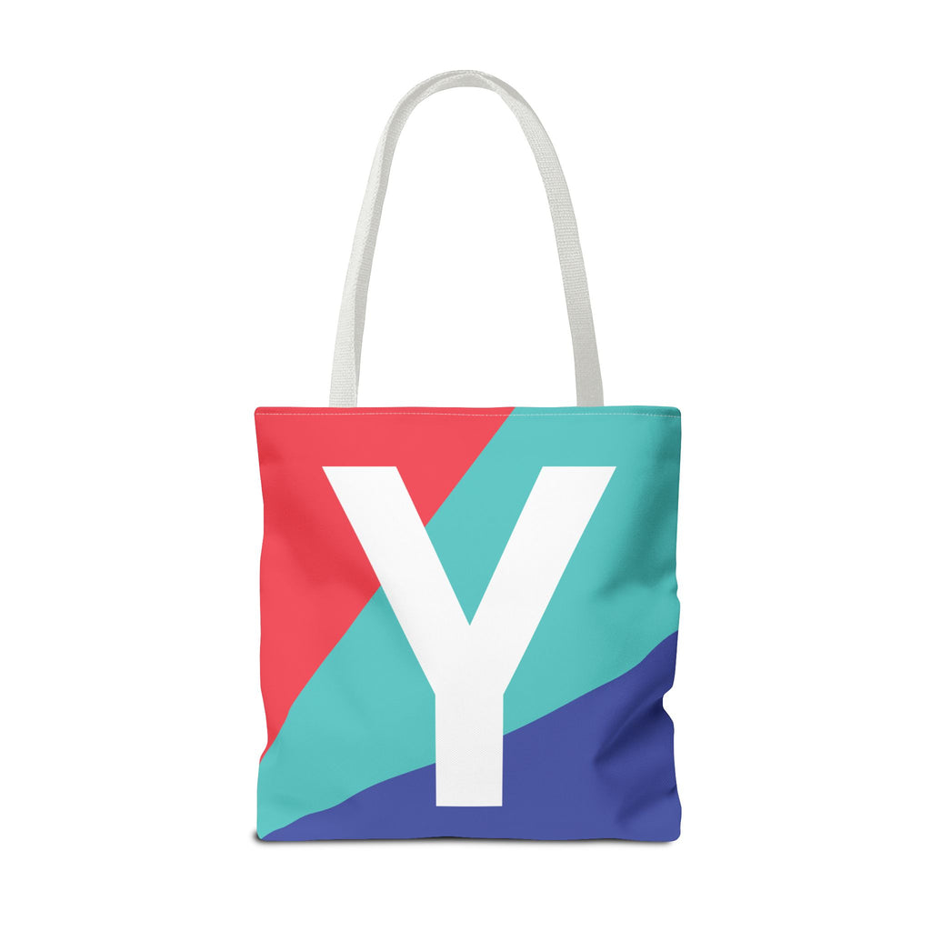 Monogram 'Y' Colorblock Tote Bag — Personalized Initial Y Shoulder Tote