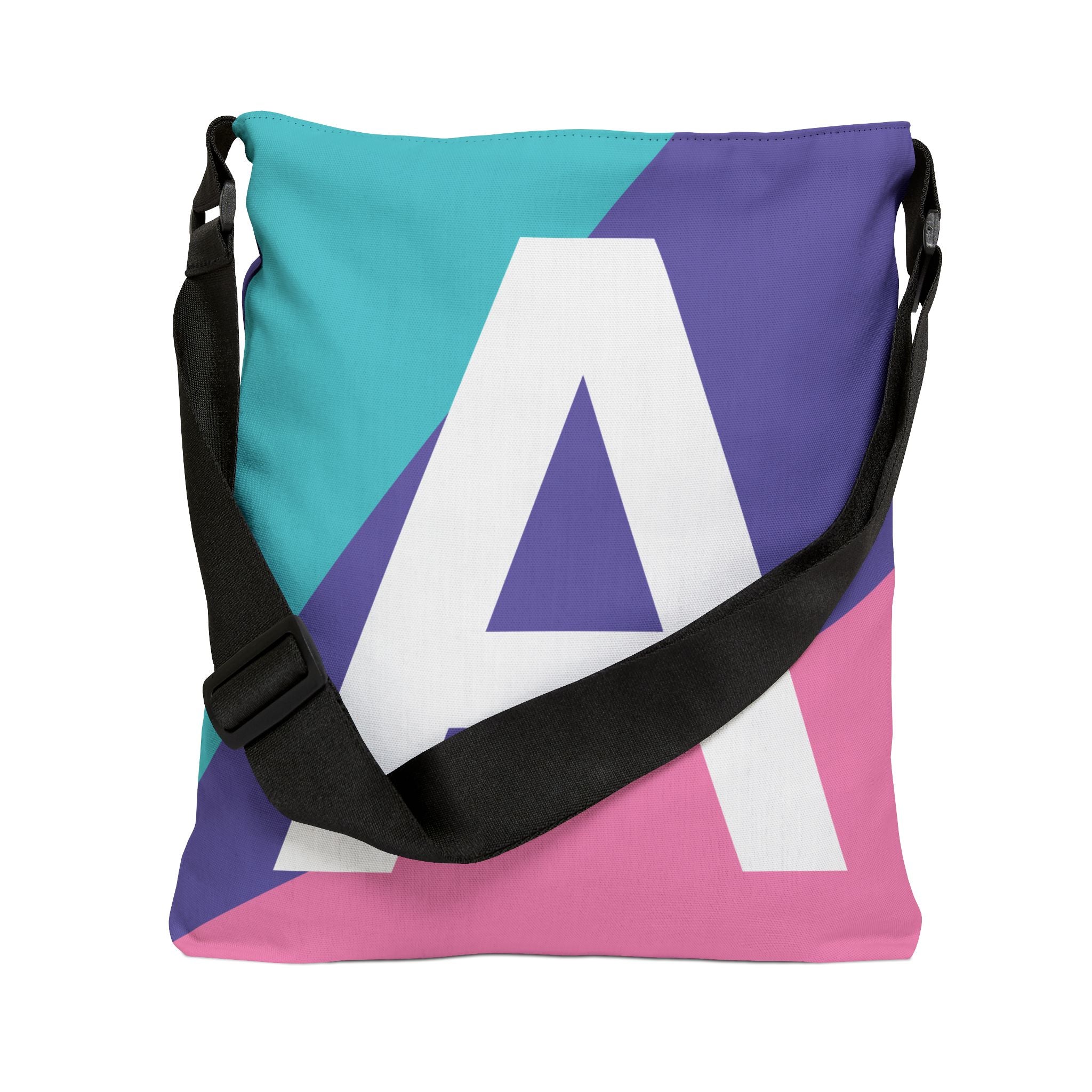 Initial Letter 'A' Colorblock Adjustable Tote Bag — Monogram Alphabet Shoulder Bag