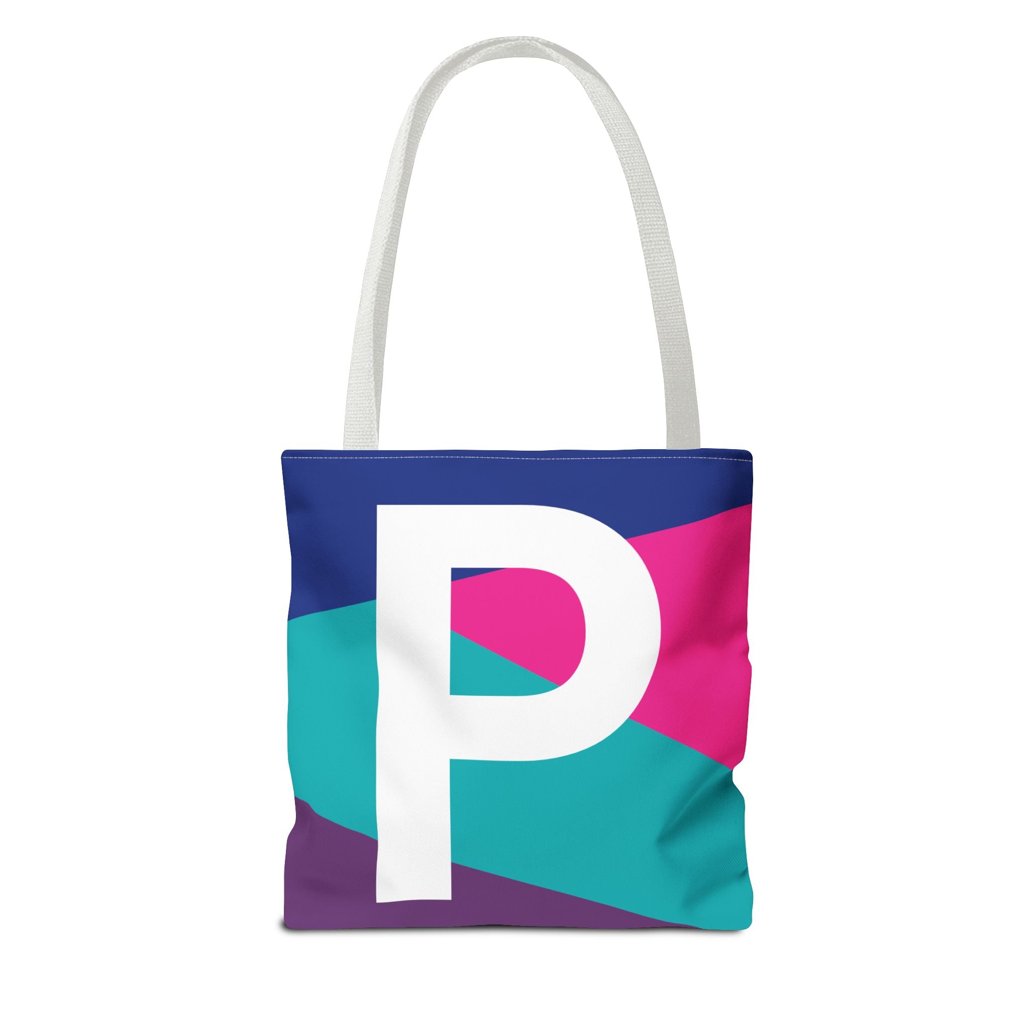 Monogram 'P' Colorblock Tote Bag — Personalized Initial P Shoulder Tote