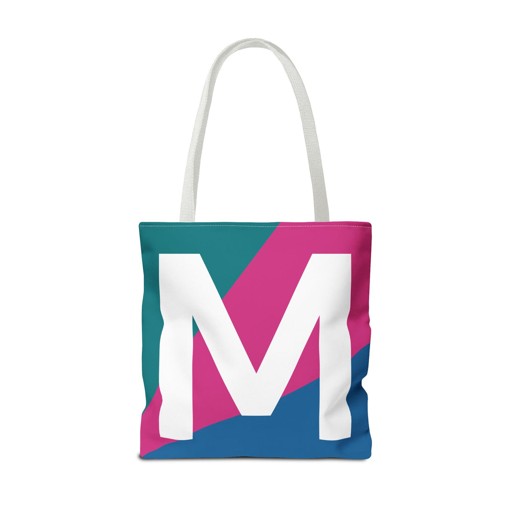 Monogram 'M' Colorblock Tote Bag — Personalized Initial M Shoulder Tote