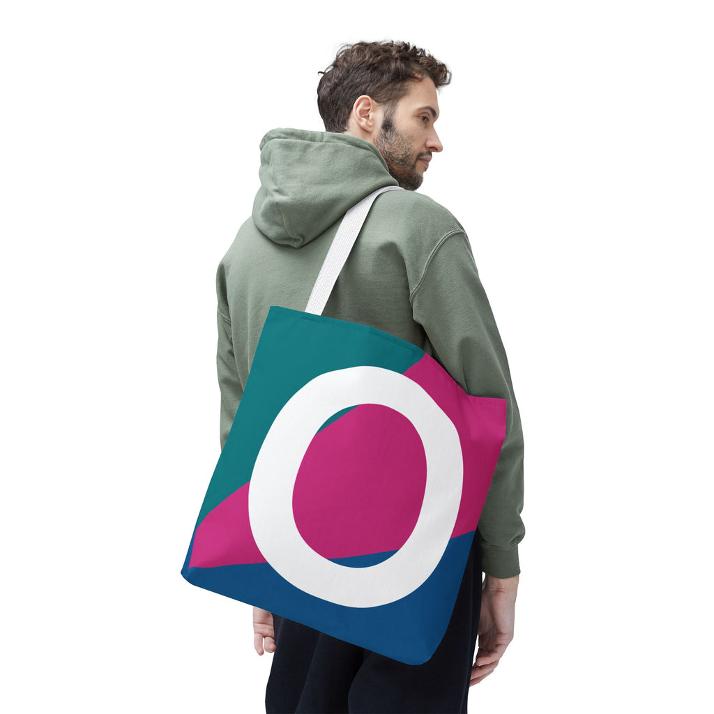 Monogram 'O' Colorblock Tote Bag — Personalized Initial O Shoulder Tote