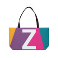 Personalized 'Z' Colorblock Tote Bag — Monogram Weekender Tote