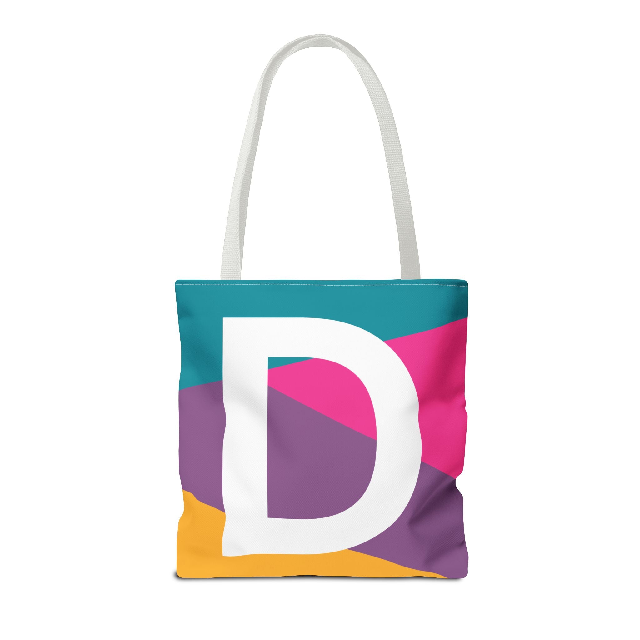 Monogram 'D' Colorblock Tote Bag — Personalized Initial D Shoulder Tote