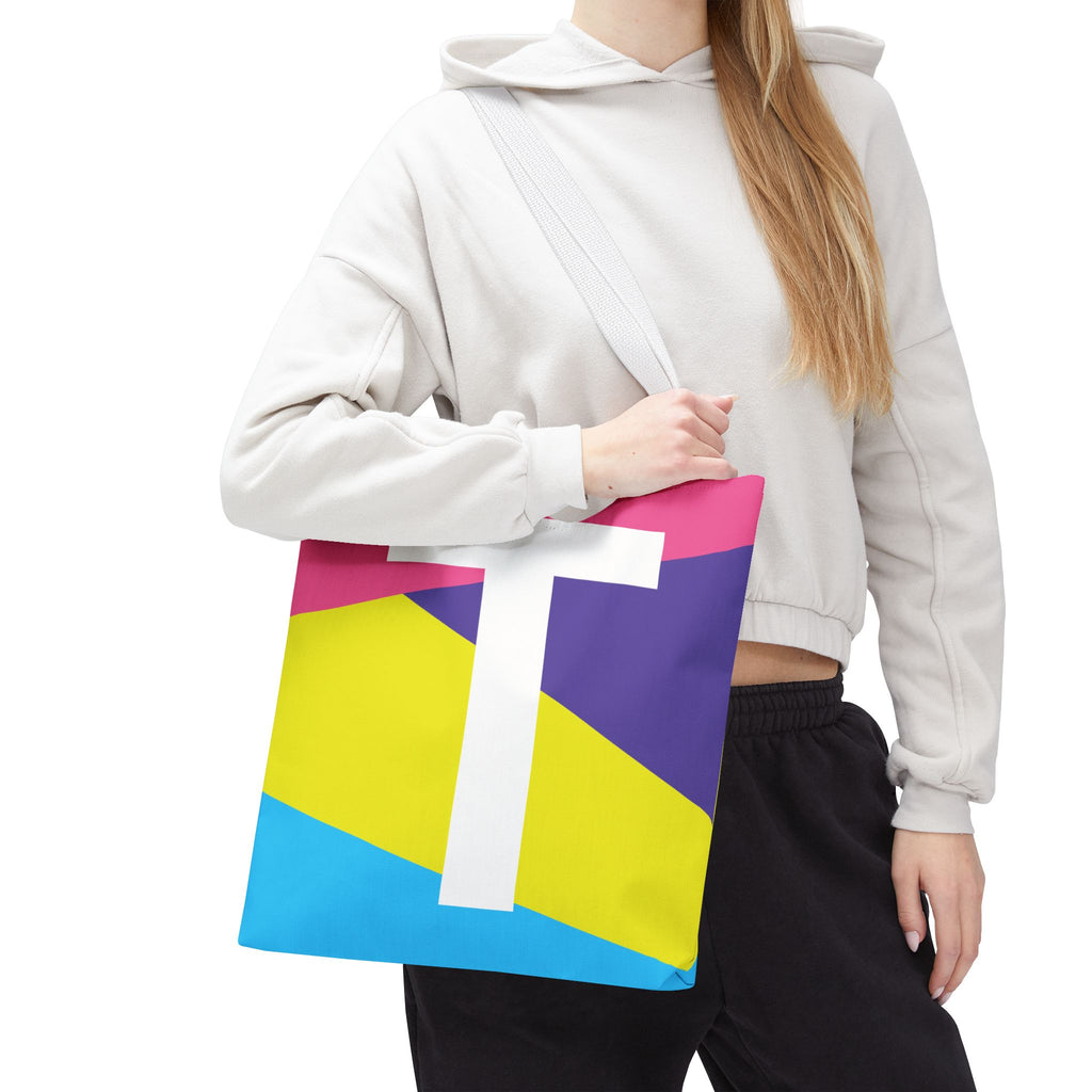 Monogram 'T' Colorblock Tote Bag — Personalized Initial T Shoulder Tote