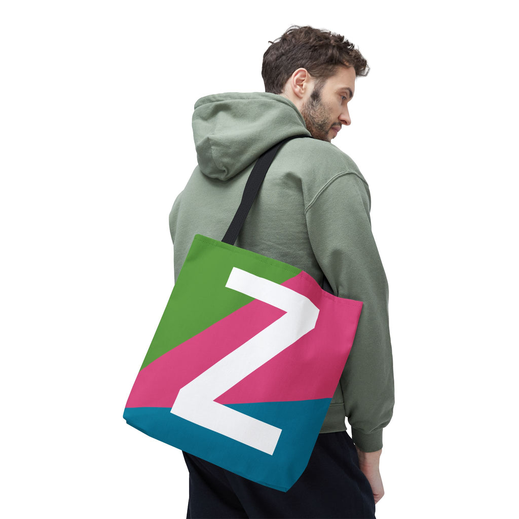 Monogram 'Z' Colorblock Tote Bag — Personalized Initial Z Shoulder Tote
