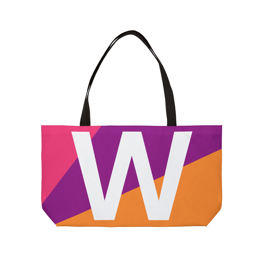 Personalized 'W' Colorblock Tote Bag — Monogram Weekender Tote