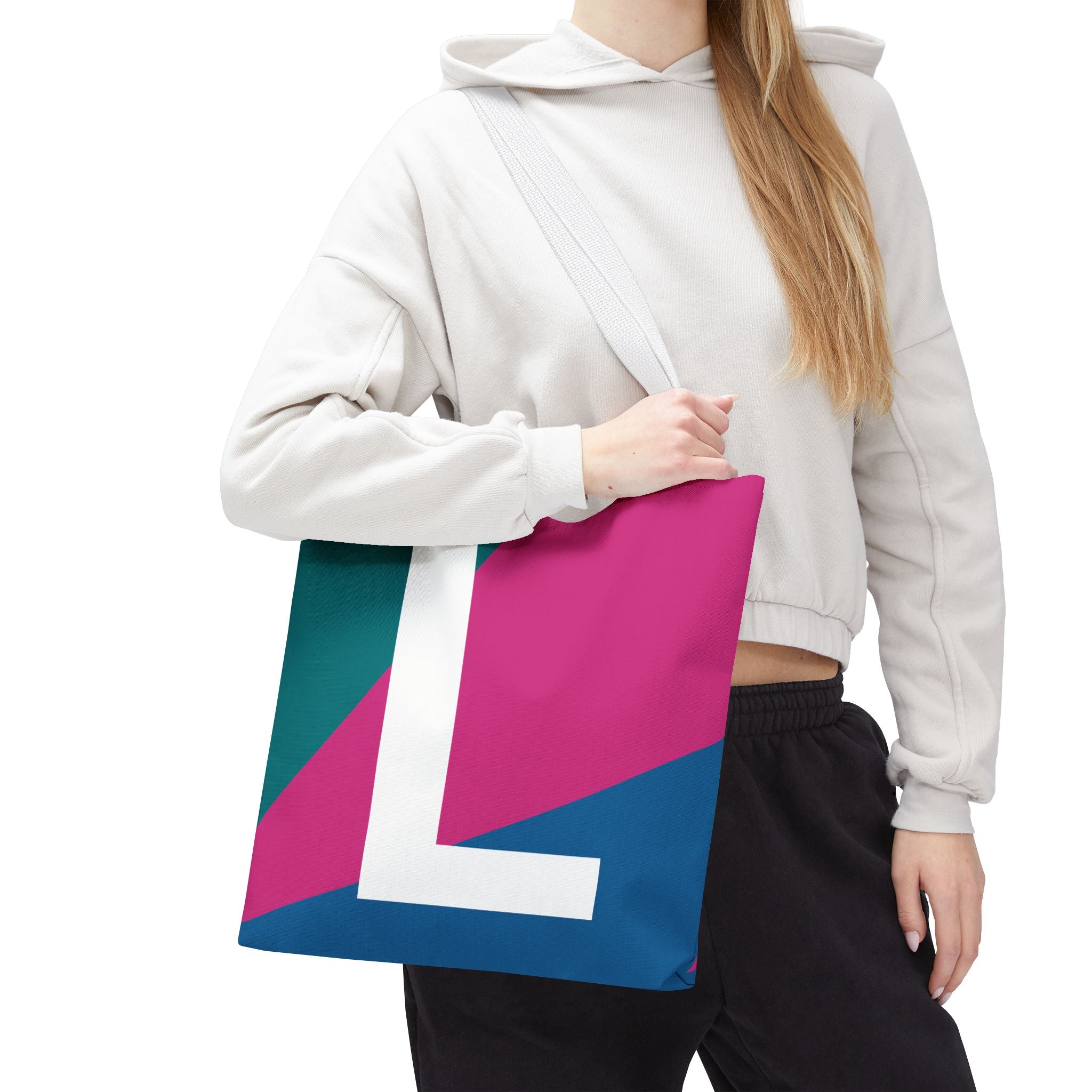 Monogram 'L' Colorblock Tote Bag — Personalized Initial L Shoulder Tote