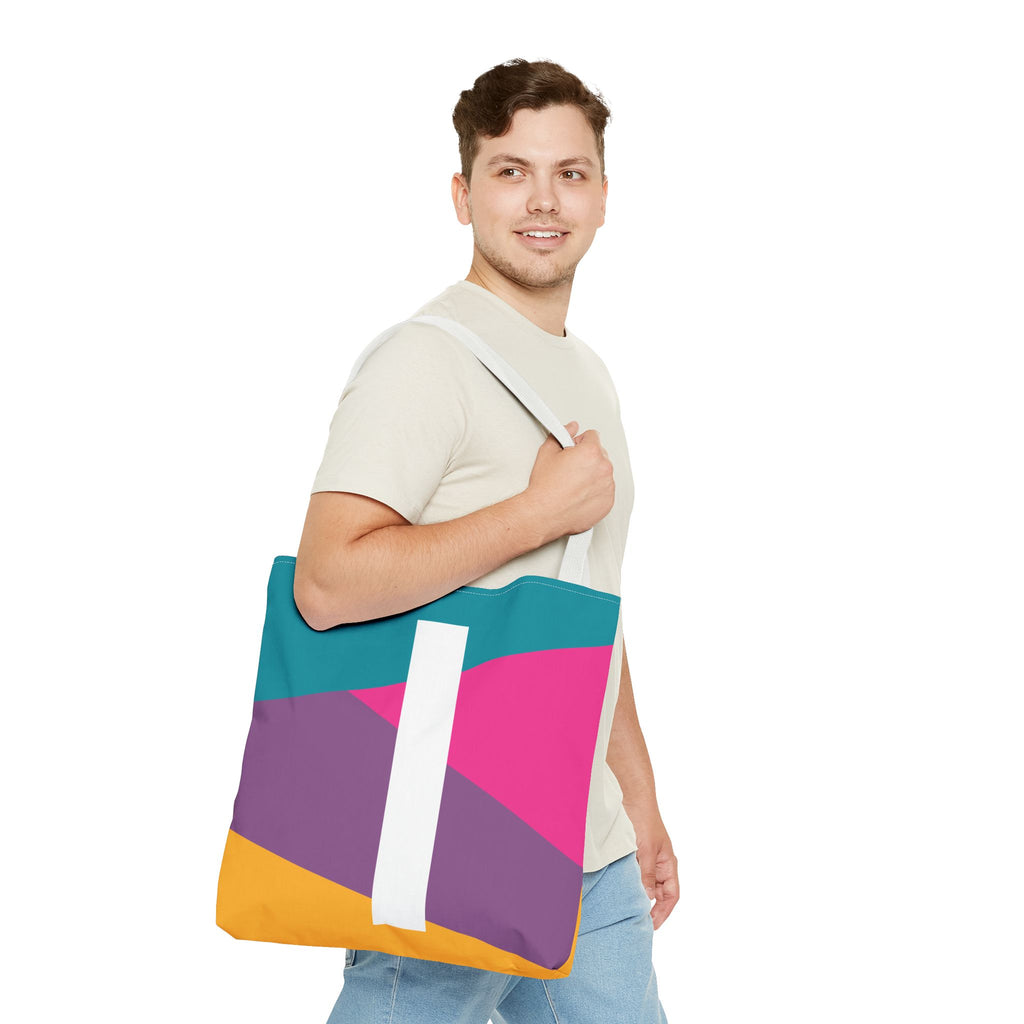 Monogram 'I' Colorblock Tote Bag — Personalized Initial I Shoulder Tote