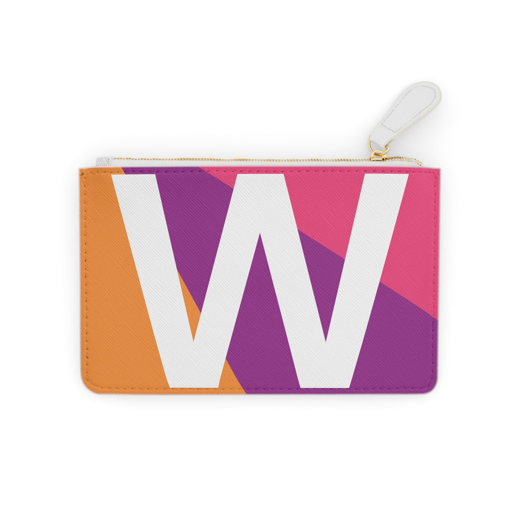 Initial W Mini Clutch — Colorblock Monogram Wristlet Wallet