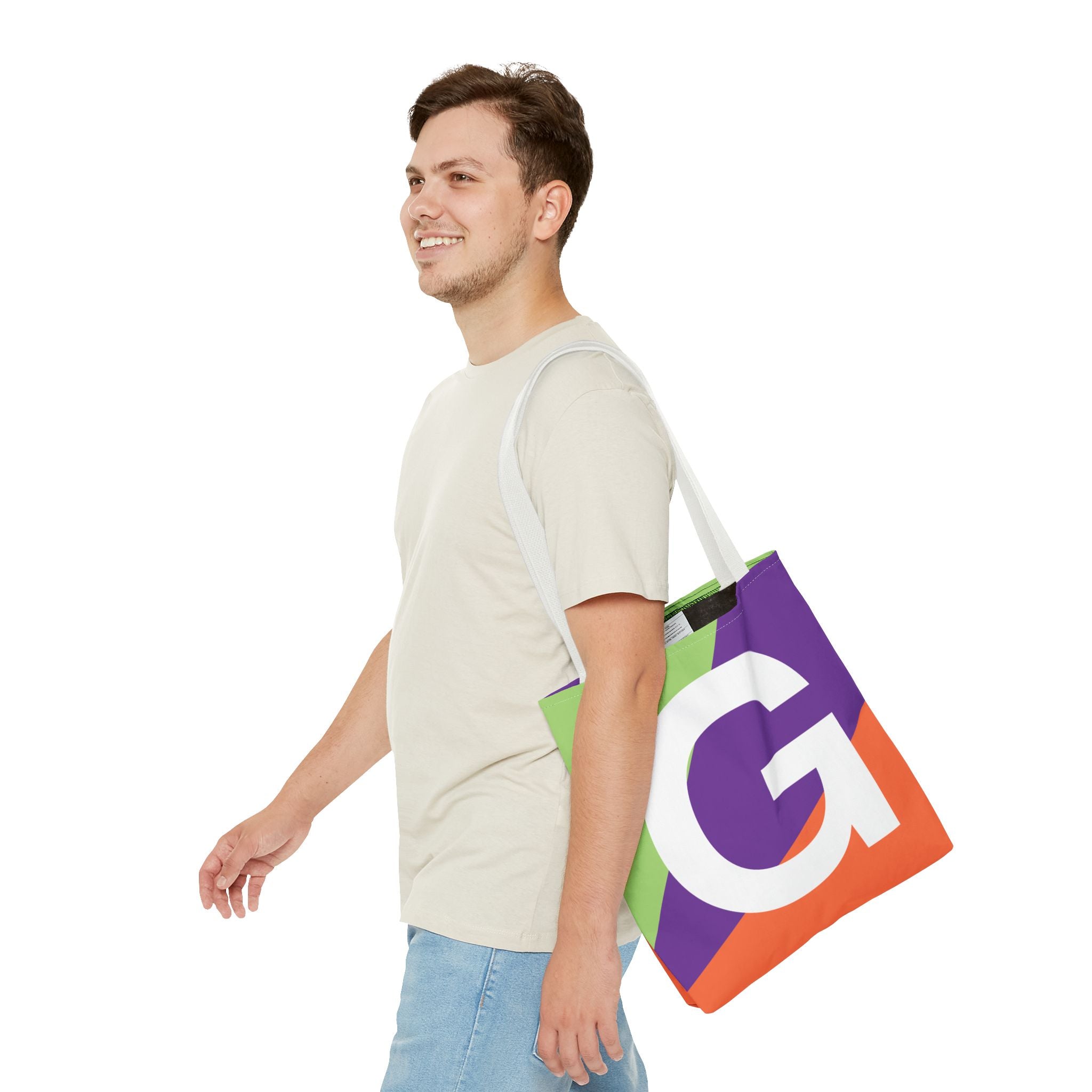 Monogram 'G' Colorblock Tote Bag — Personalized Initial G Shoulder Tote