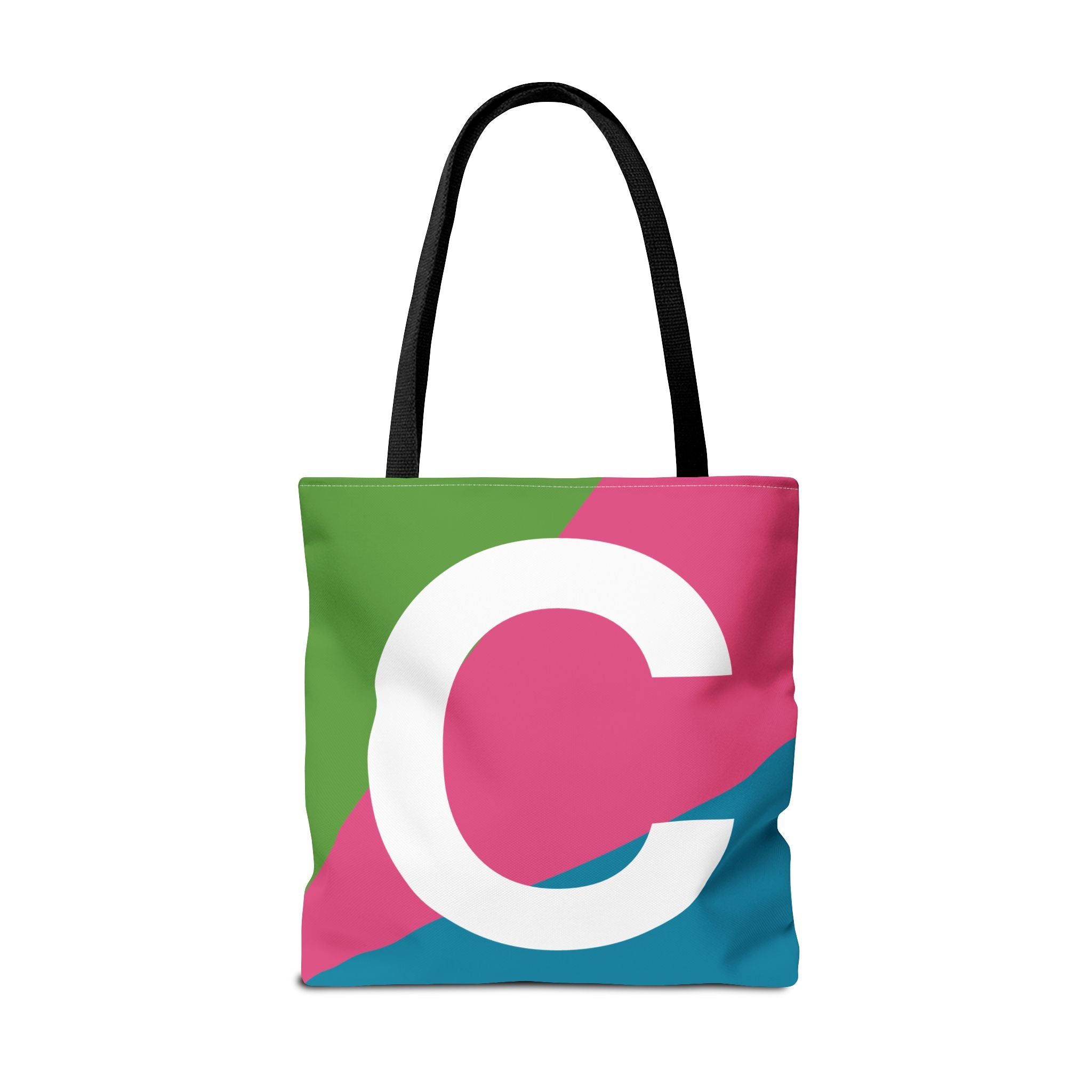 Monogram 'C' Colorblock Tote Bag — Personalized Initial C Shoulder Tote