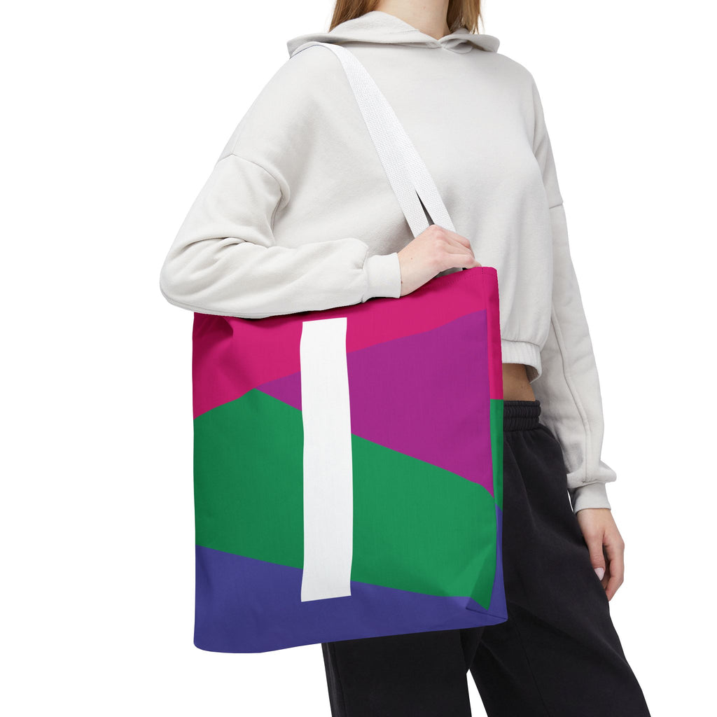 Monogram 'I' Colorblock Tote Bag — Personalized Initial I Shoulder Tote