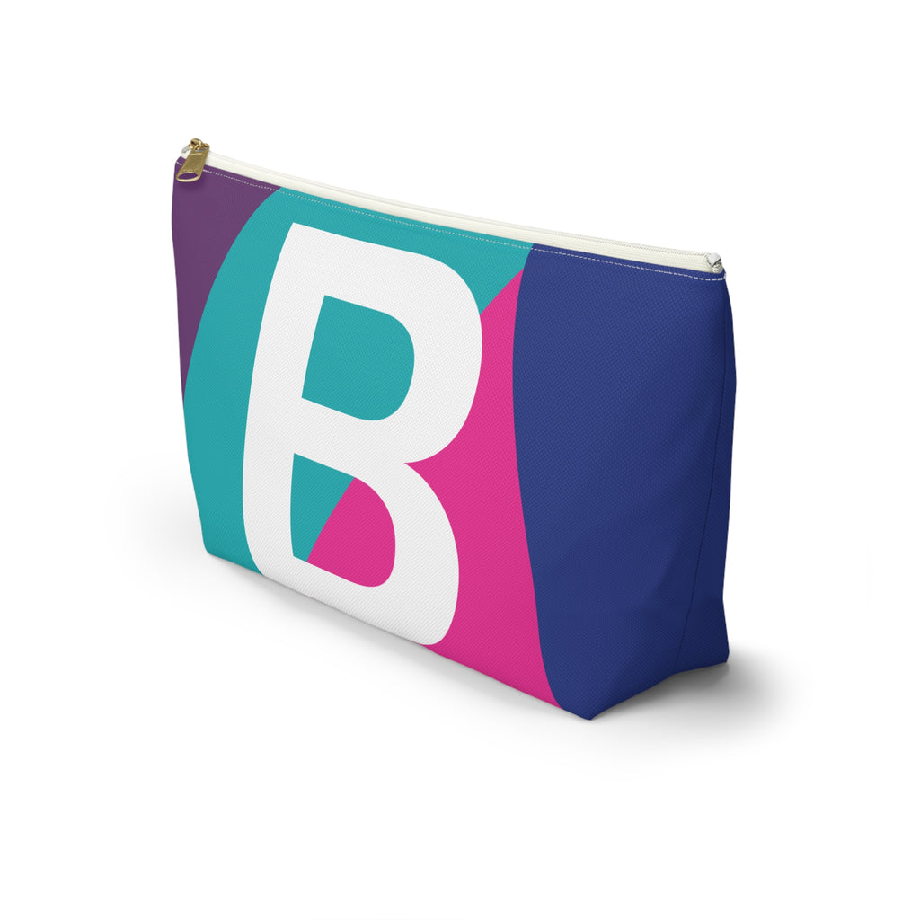Initials Colorblock Accessory Pouch — Monogram B T-Bottom Cosmetic Bag
