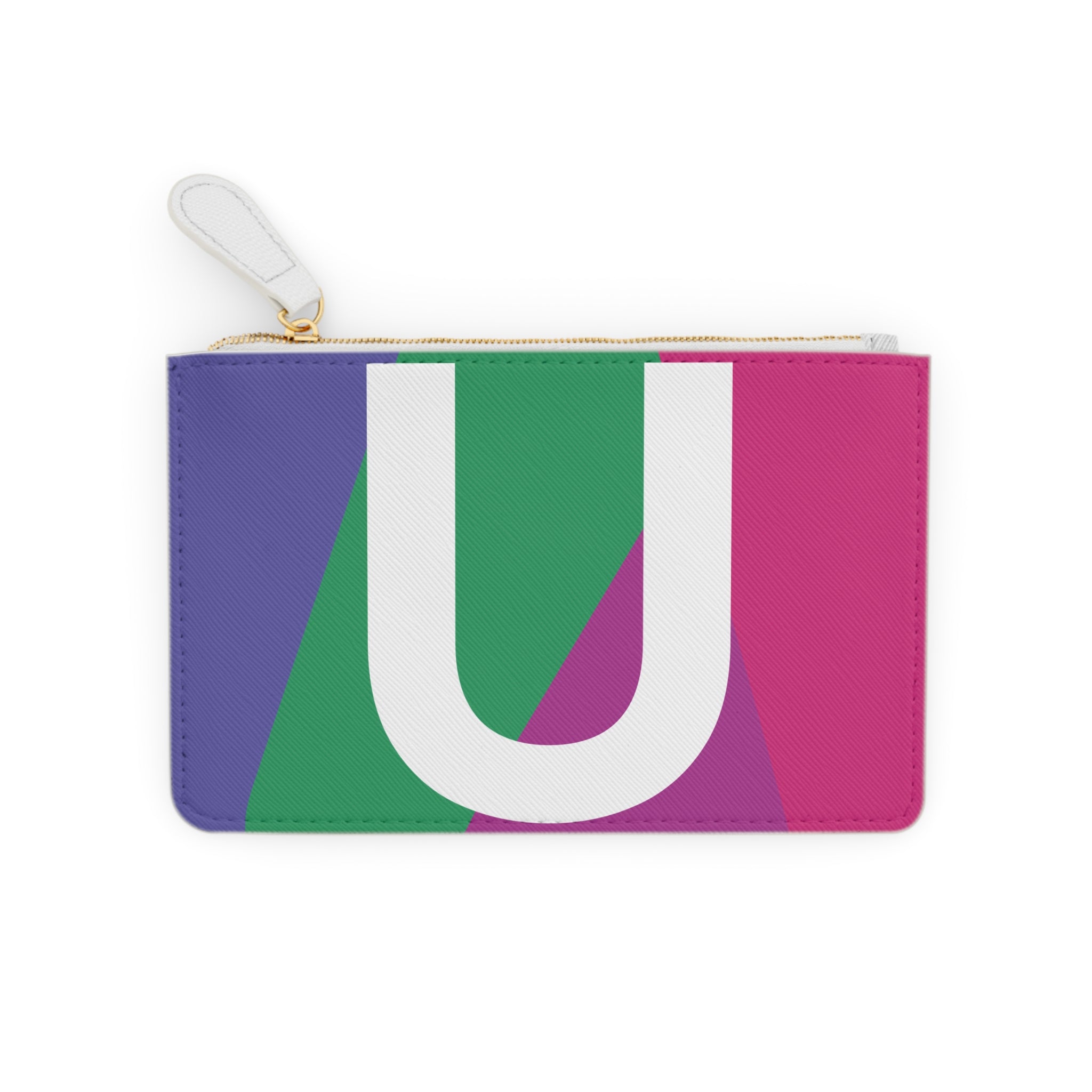 Initial U Mini Clutch — Colorblock Monogram Wristlet Wallet