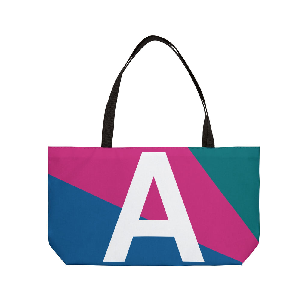 Personalized 'A' Colorblock Tote Bag — Monogram Weekender Tote