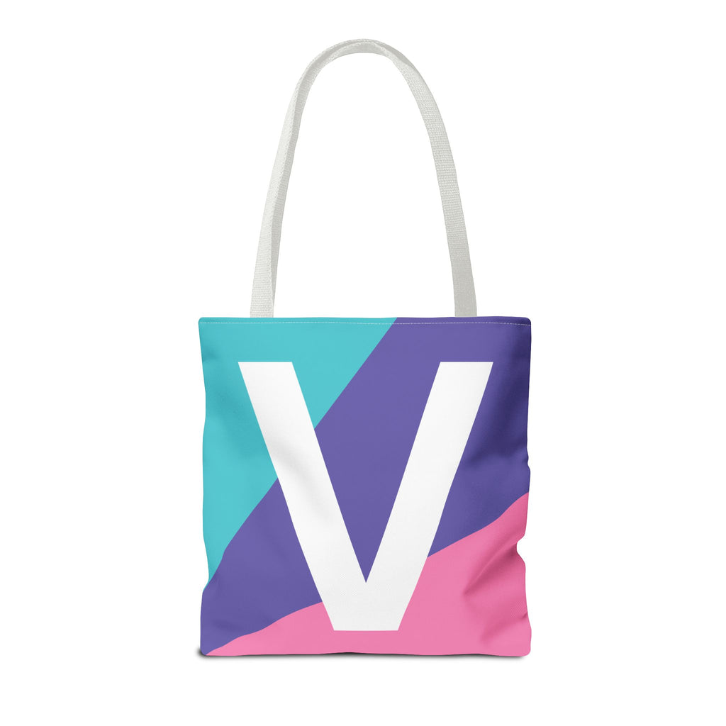 Monogram 'V' Colorblock Tote Bag — Personalized Initial V Shoulder Tote