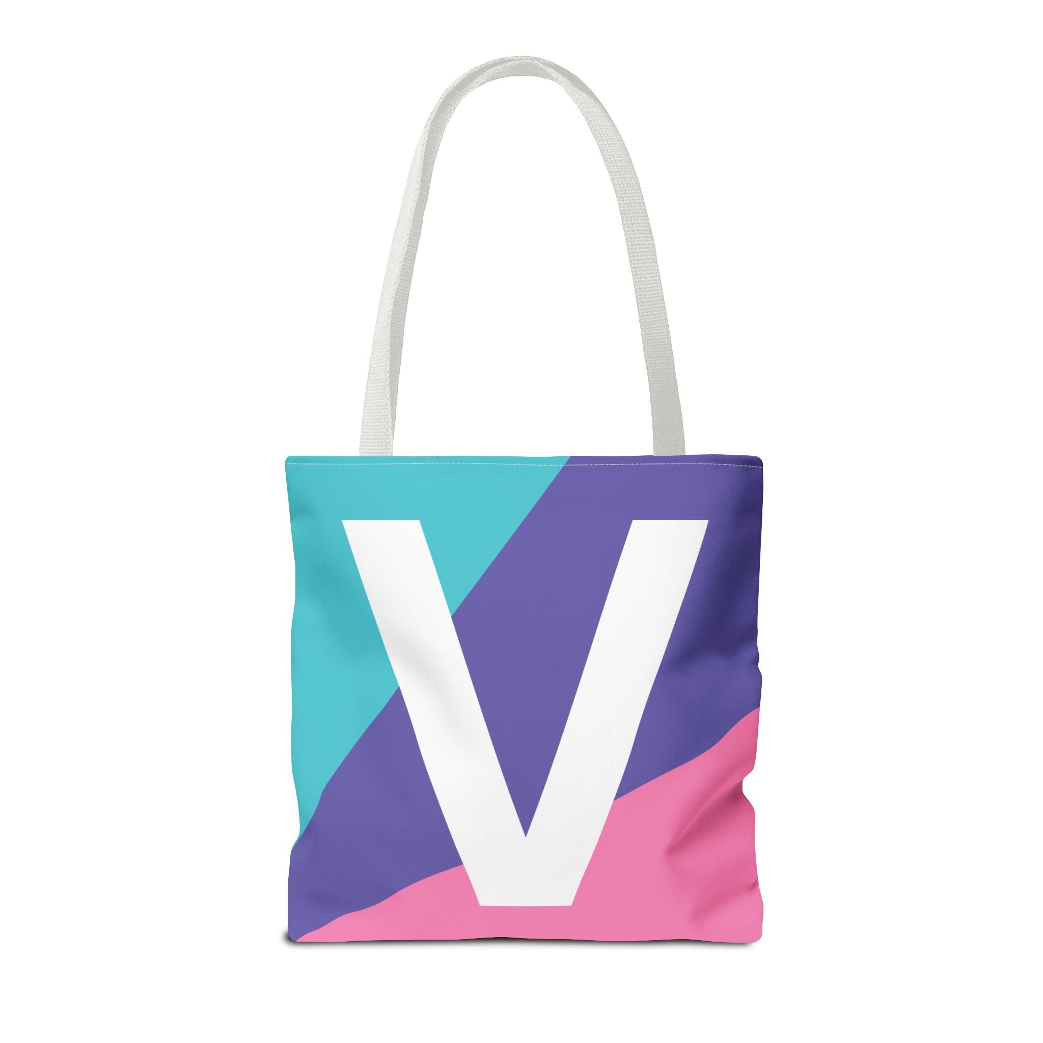Monogram 'V' Colorblock Tote Bag — Personalized Initial V Shoulder Tote