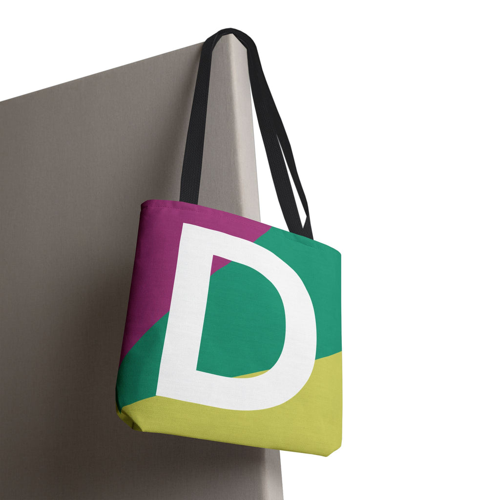 Monogram 'D' Colorblock Tote Bag — Personalized Initial D Shoulder Tote
