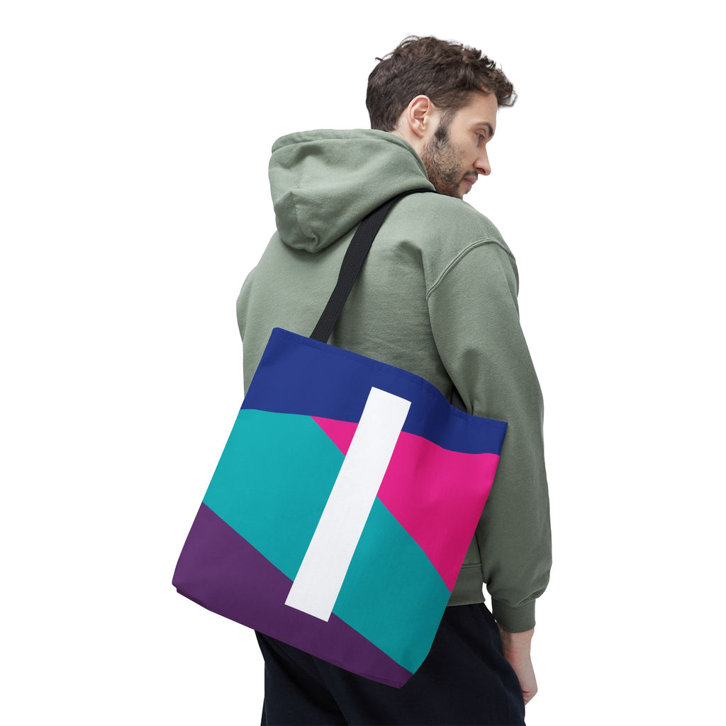 Monogram 'I' Colorblock Tote Bag — Personalized Initial I Shoulder Tote