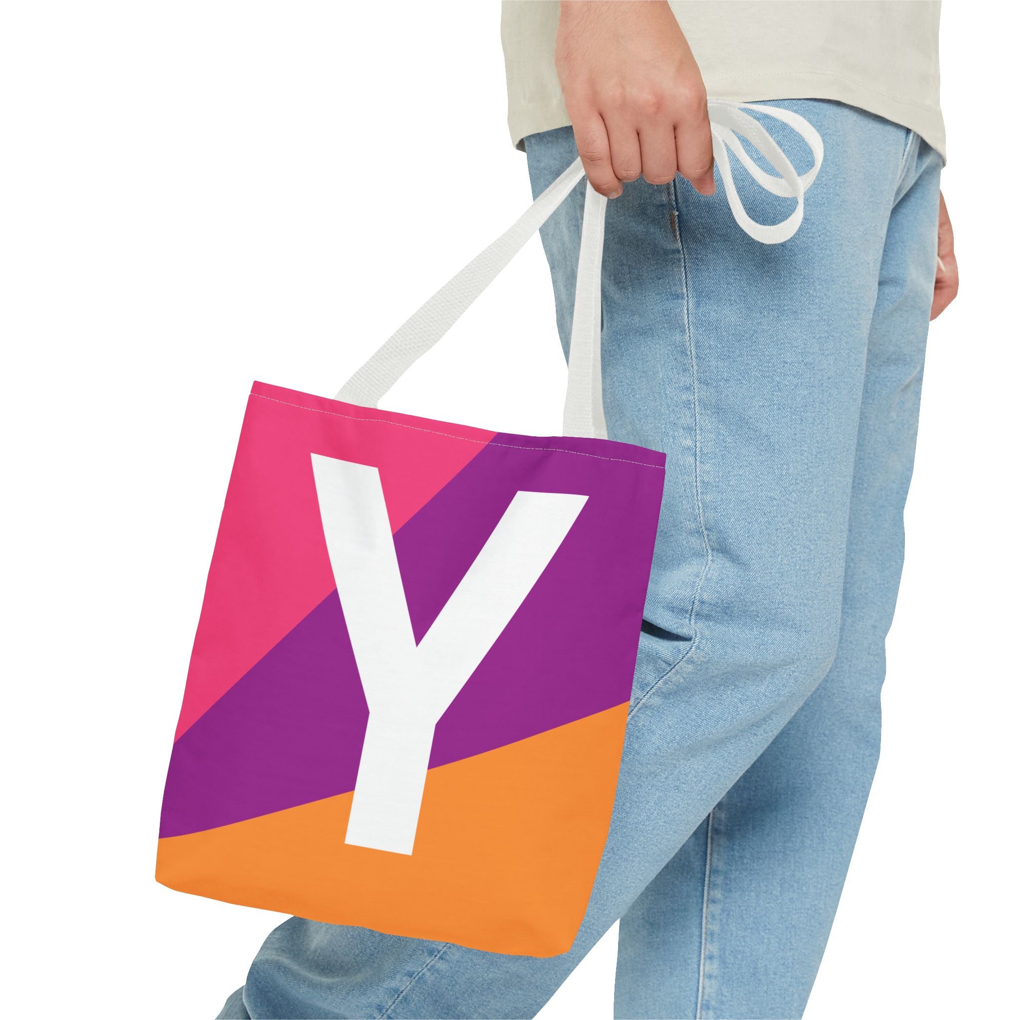 Monogram 'Y' Colorblock Tote Bag — Personalized Initial Y Shoulder Tote